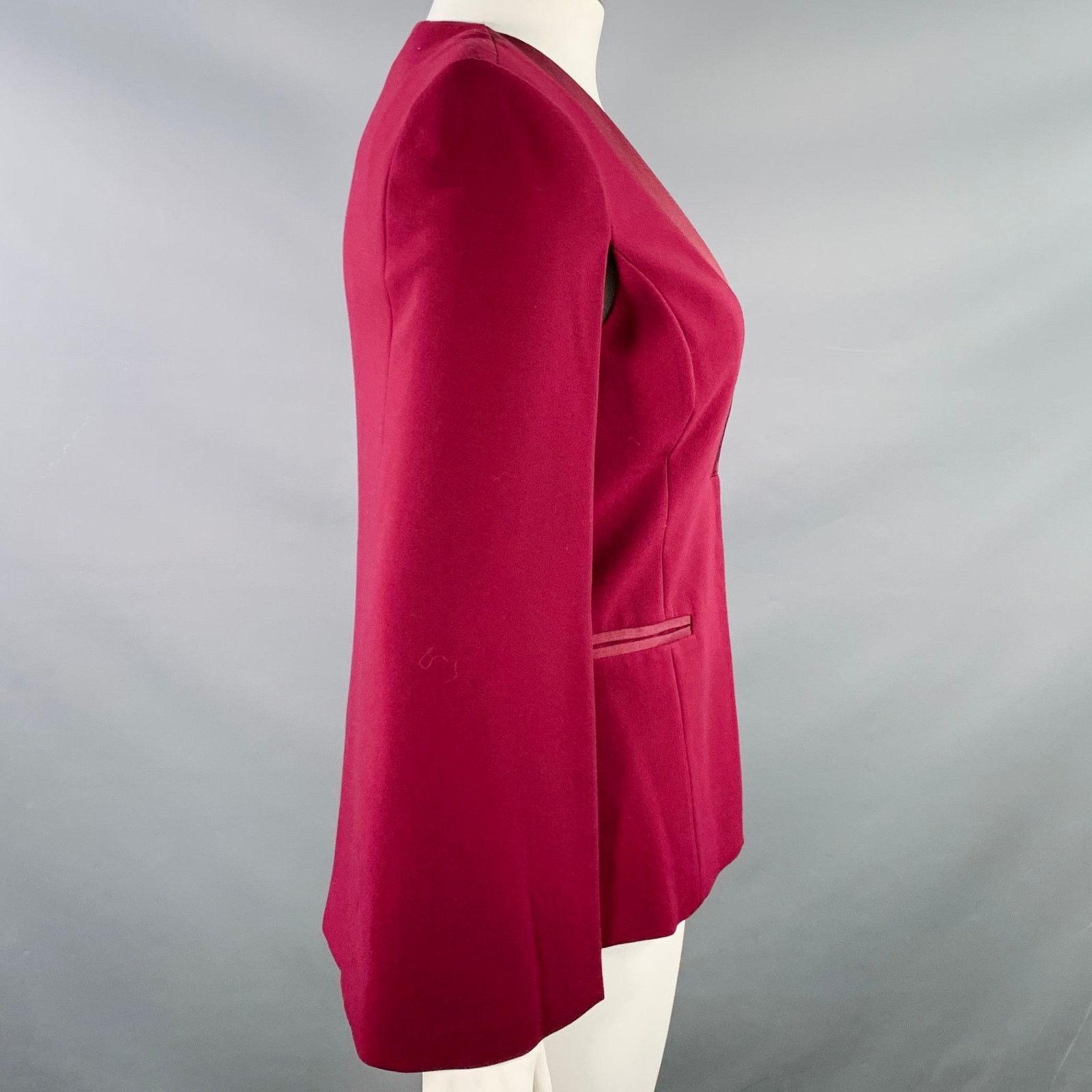 Ted Baker Size L Burgundy Polyester Blend Eye Hook Cape Jacket Blazer Size L / US 10 / IT 46 - 3 Thumbnail