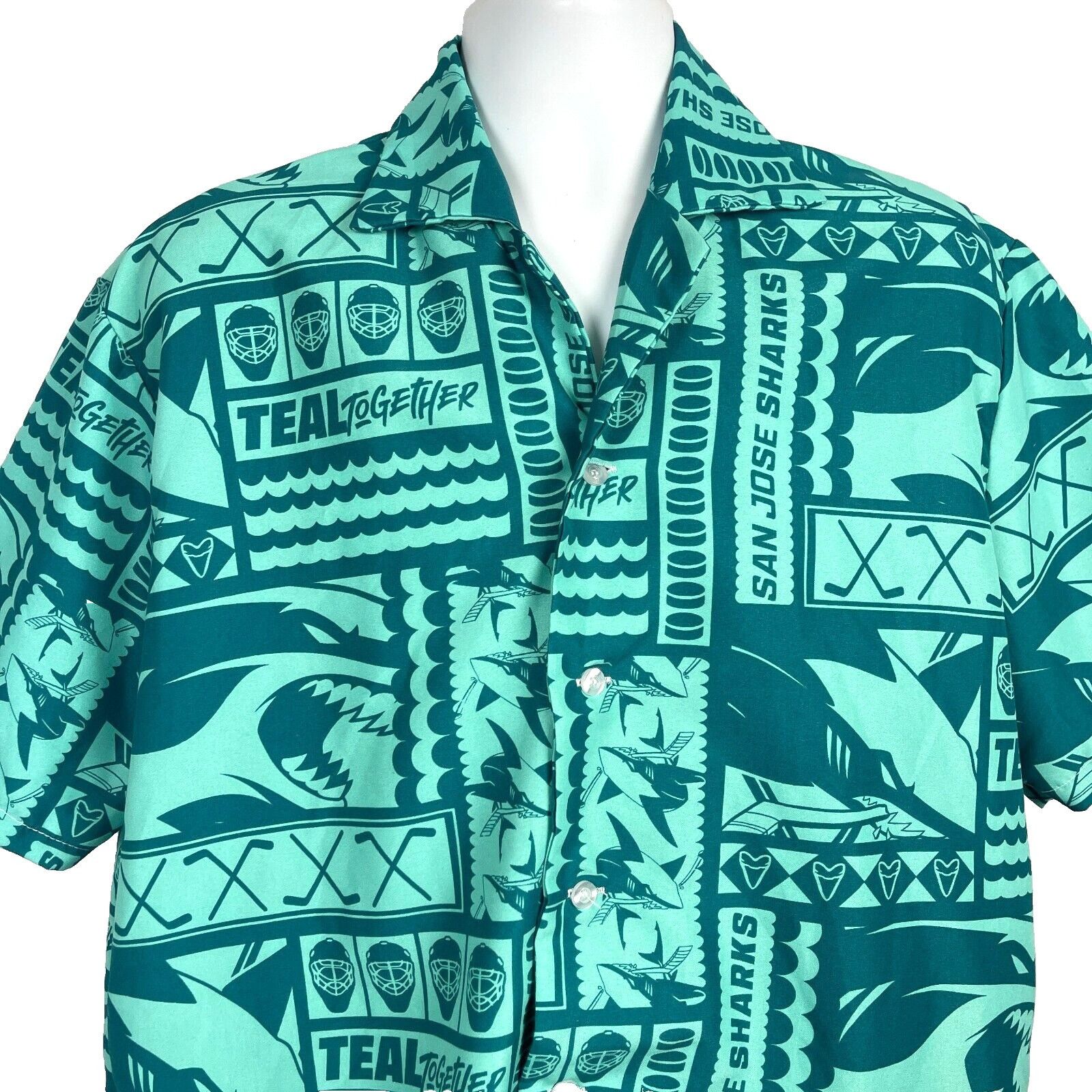 Other SJ Sharks Tiki Tapa Teal Together NHL SGA Hawaiian Shirt L-X Size US XL / EU 56 / 4 - 1 Thumbnail