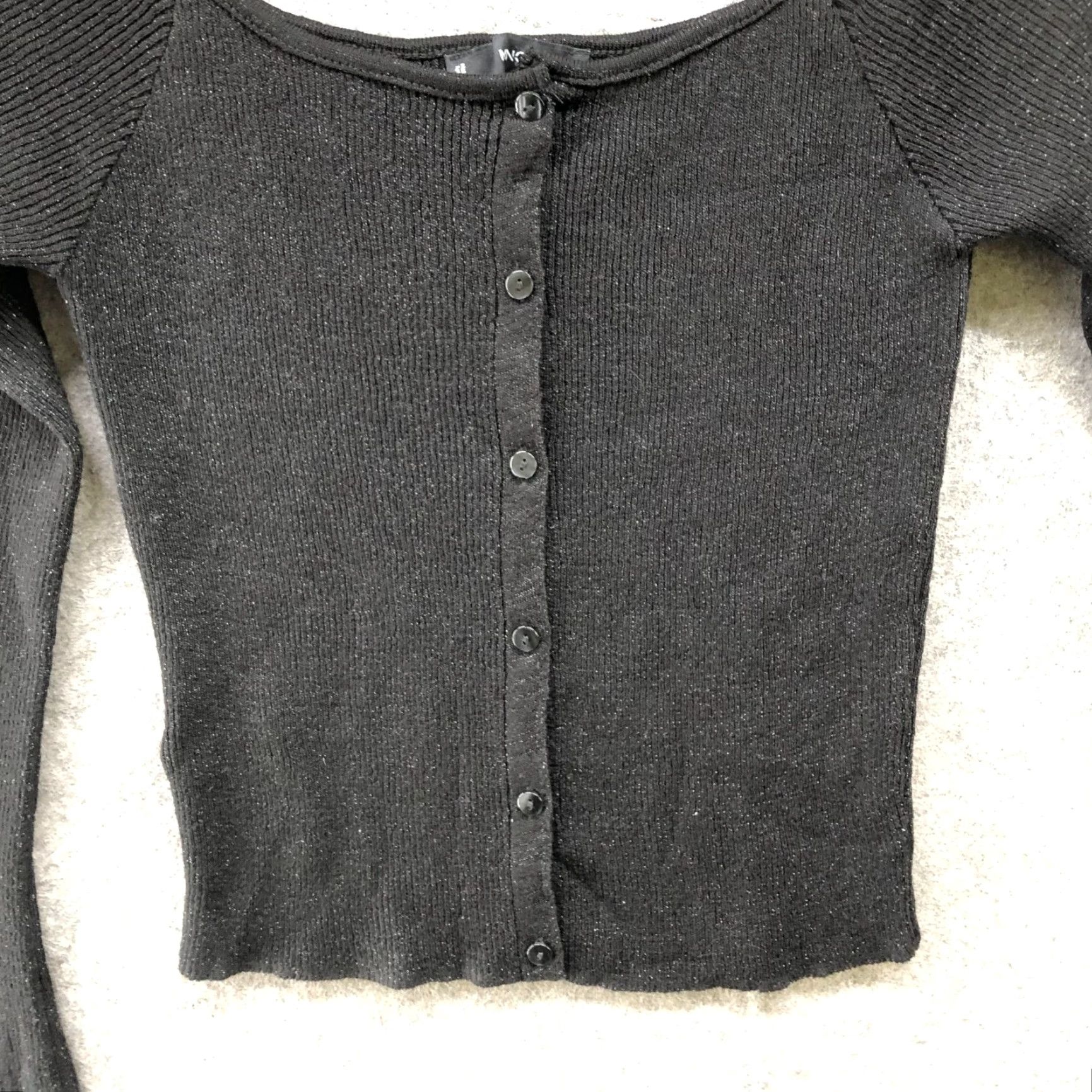 Mango MNG Mango Off Shoulder Flare Sleeve Cardigan Womens XL Black Metallic Size XL / US 12-14 / IT 48-50 - 4 Thumbnail