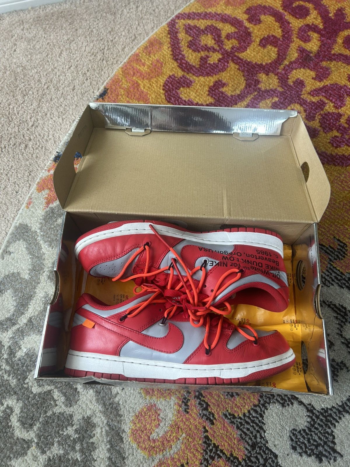 Nike Off-white university red Nike dunk Size US 9 / EU 42 - 9 Thumbnail