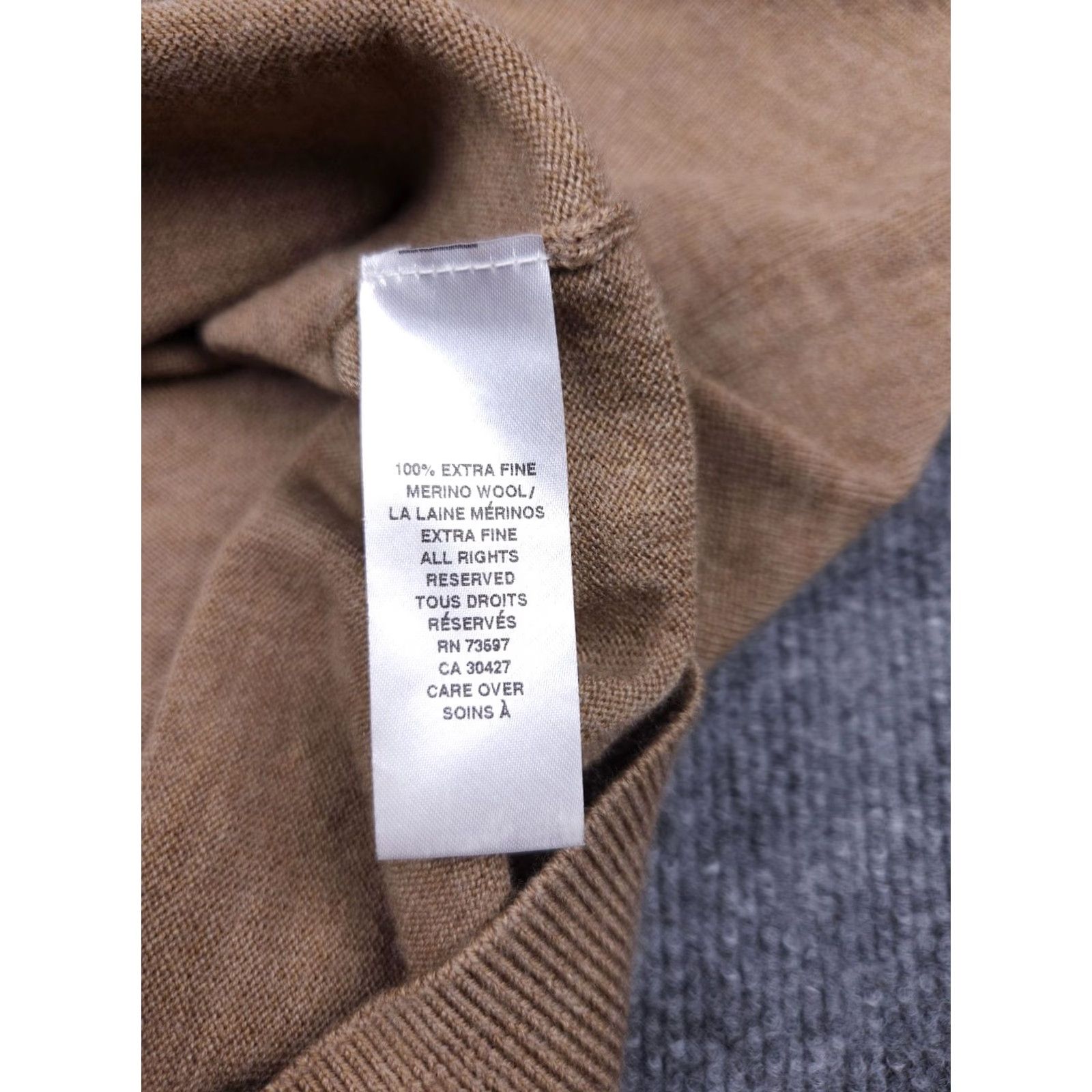 Vintage RAFFI Sweater Men XL Brown 100% Merino Wool V-Neck Soft Pullover Knit Solid Regular Winter Fall Spring Casual Business Size US XL / EU 56 / 4 - 7 Thumbnail
