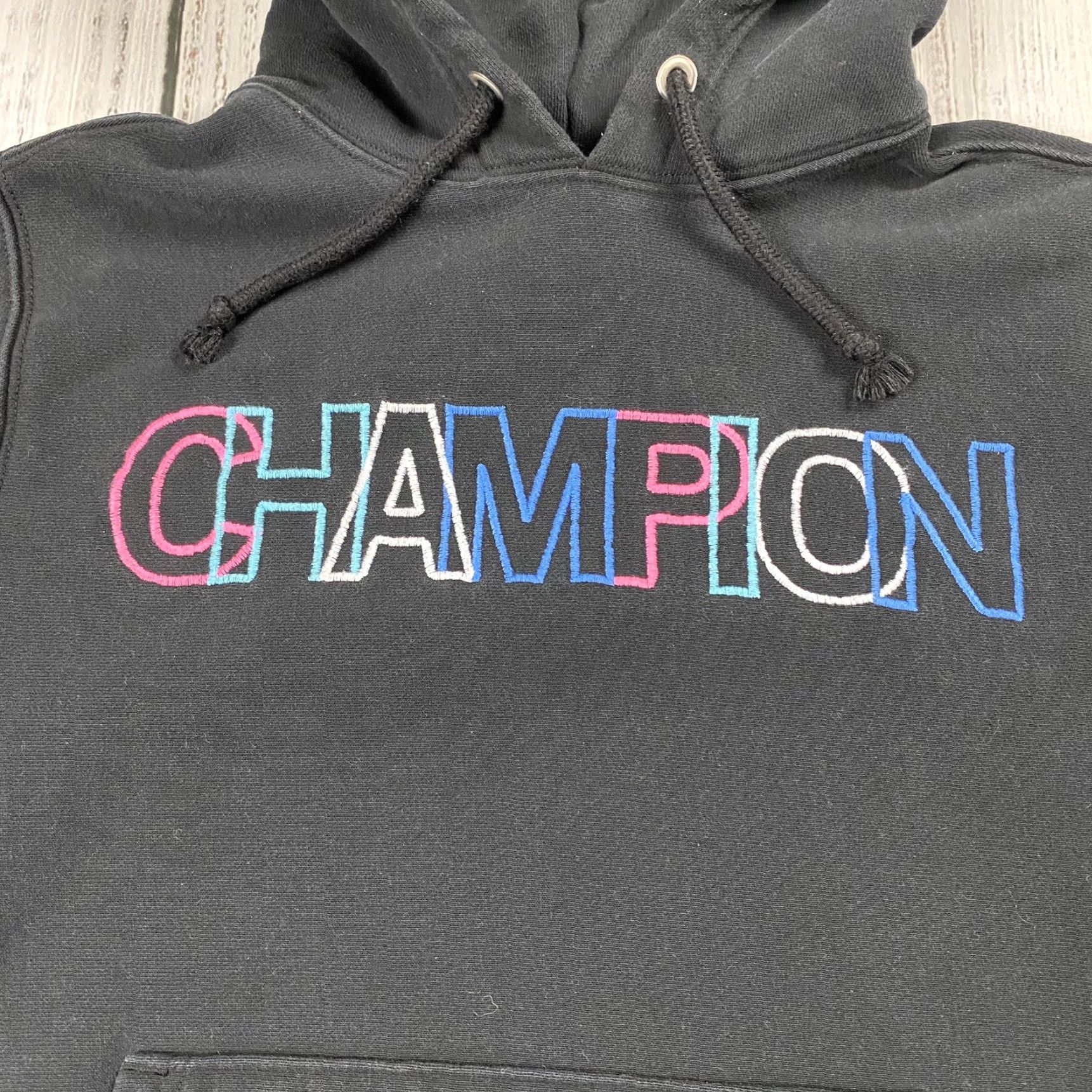 Champion VINTAGE Champion Reverse Weave Spello ut Embroidered Black Hoodie Adult Small Pullover Size US S / EU 44-46 / 1 - 2 Thumbnail