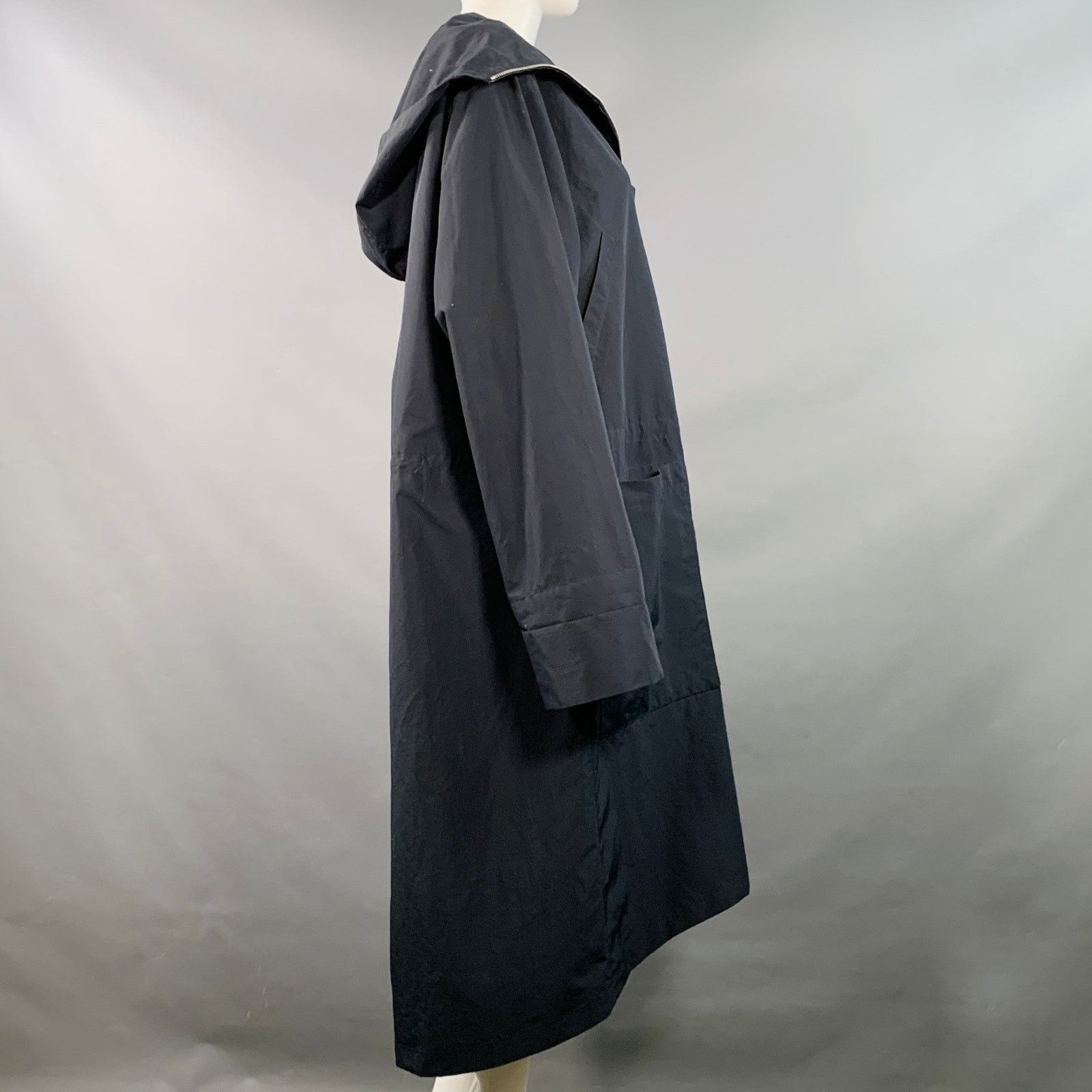 Jil Sander JIL SANDER Size XS Navy Polyester Hooded Zip Up Coat Size XS / US 0-2 / IT 36-38 - 3 Thumbnail