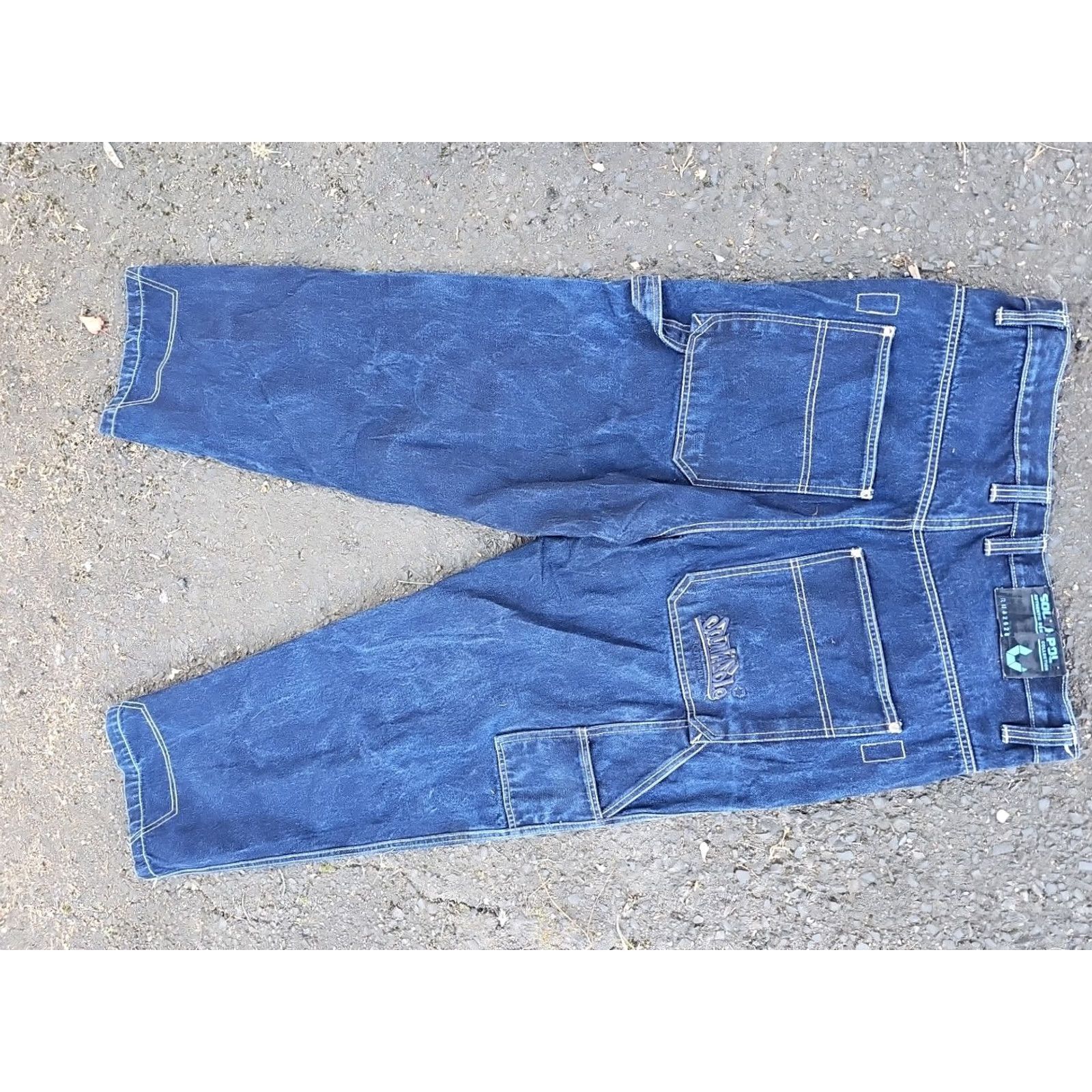 Southpole VINTAGE Southpole Jeans Wide Leg 38x32 Denim Blue 90s Grunge Hip Hop Logo Distressed Relaxed Men's Jeans Size US 38 / EU 54 - 3 Thumbnail