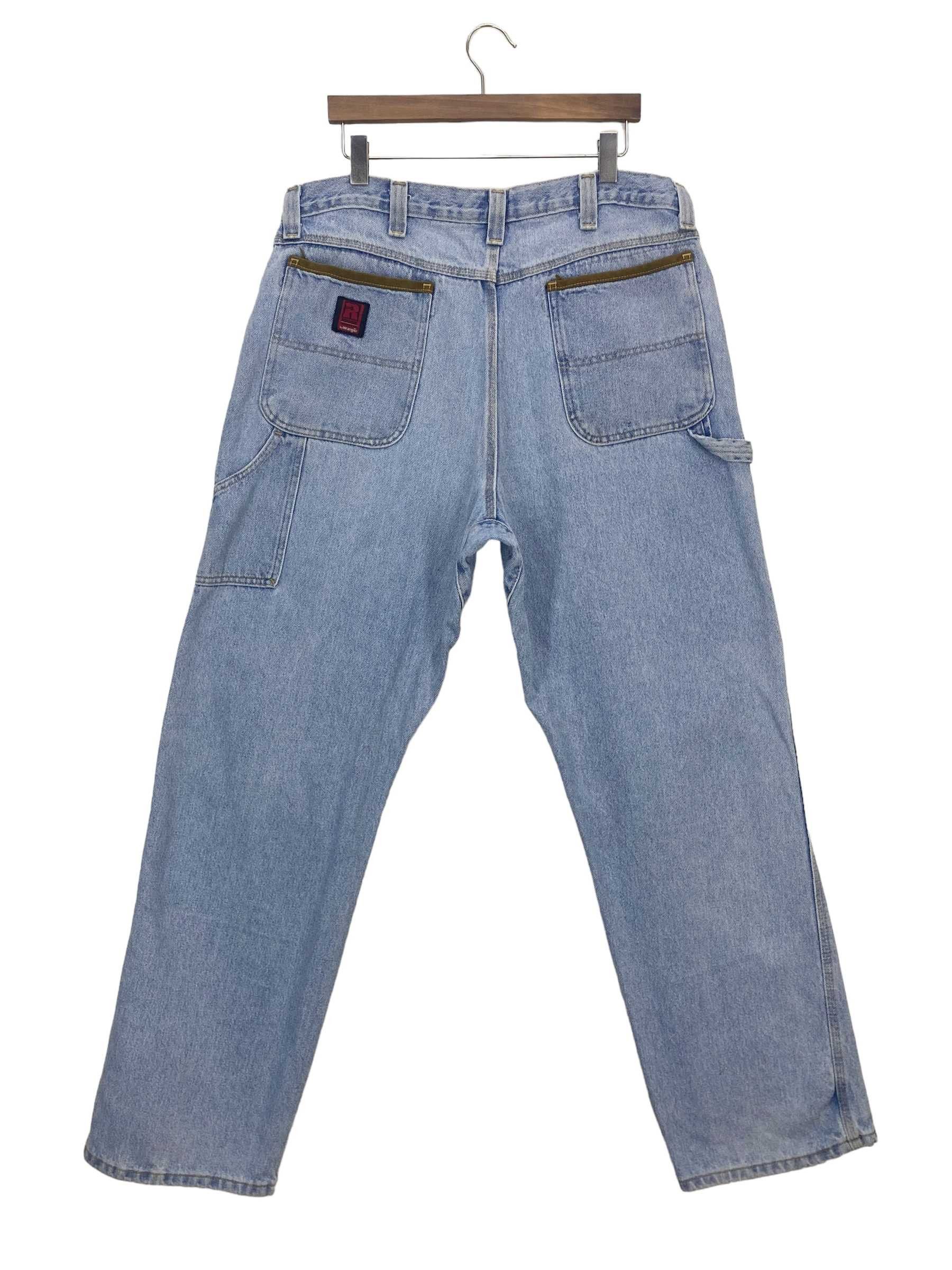 image of Distressed Denim x Rockers Dura Shield Baggy Jeans Hip Hop Skateboards Jeans in Blue (Size 37)