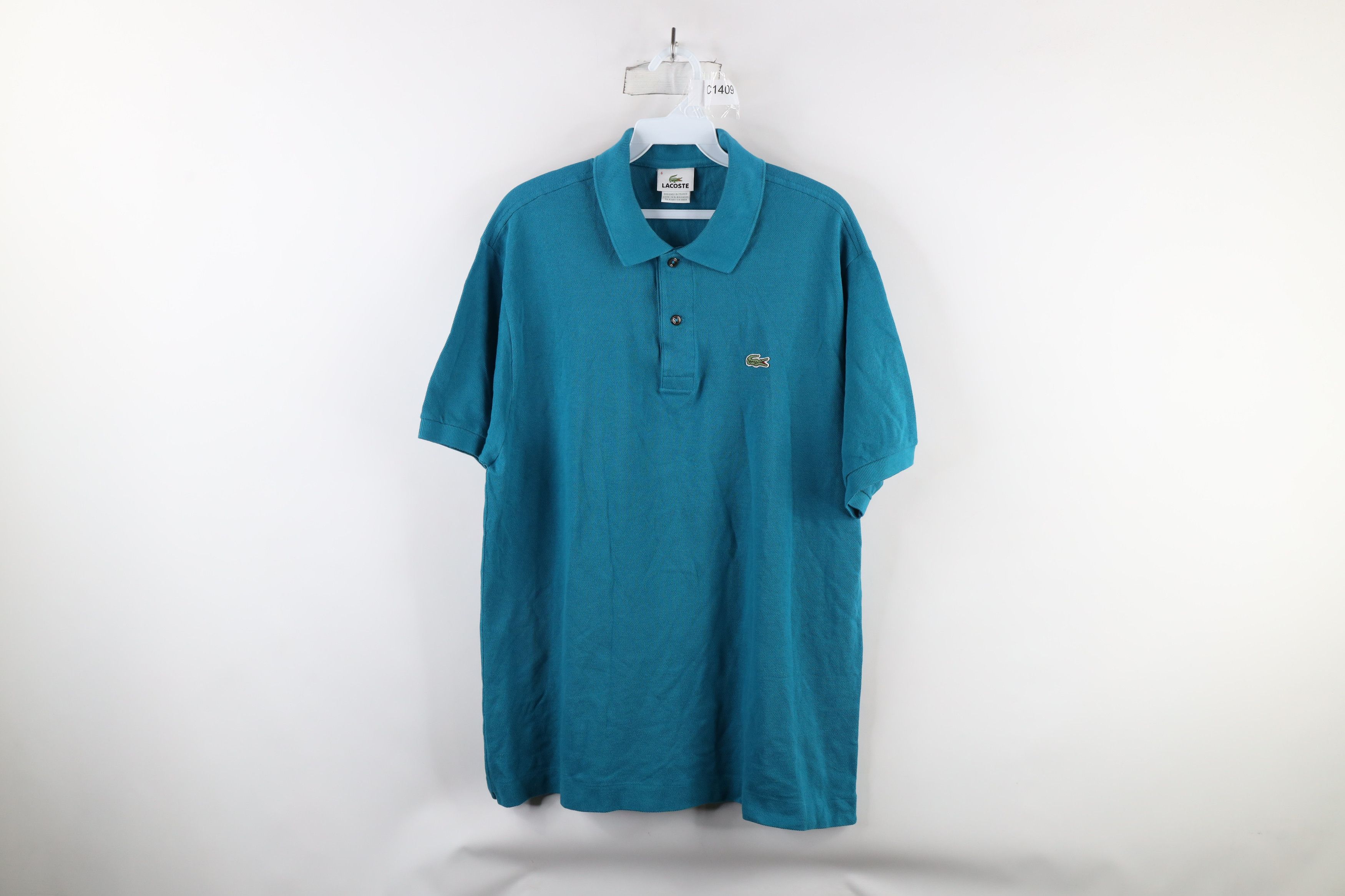 Lacoste × Vintage Lacoste Distressed Croc Logo Collared Golf Polo Shirt Blue Size US L / EU 52-54 / 3 - 1 Thumbnail