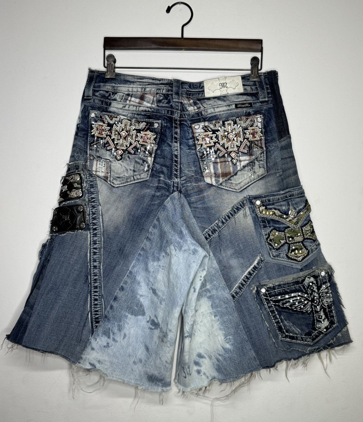 Other Studded Baggy Distressed Denim Shorts Size US 34 / EU 50 - 2 Thumbnail