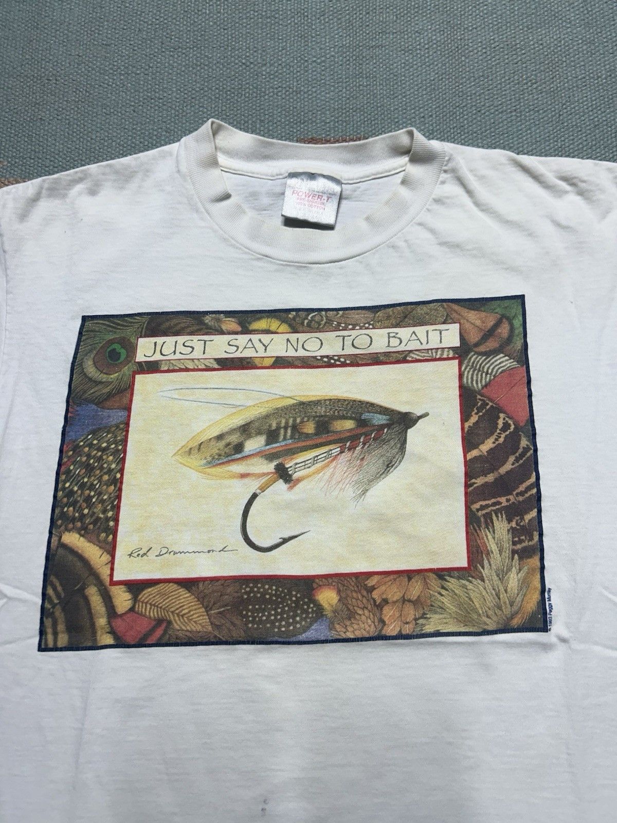 Vintage VTG 90s t shirt just say no to bait Peggy Murray fishing L Size US L / EU 52-54 / 3 - 11 Thumbnail