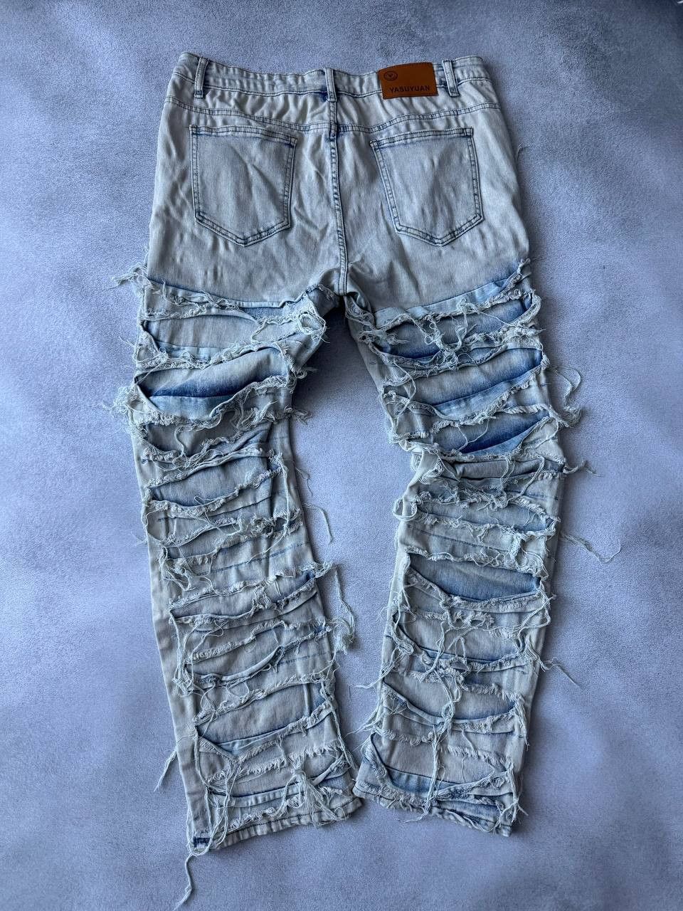 Jean Washed Stacked Distressed Ripped Skinny Jeans Size US 36 / EU 52 - 4 Thumbnail