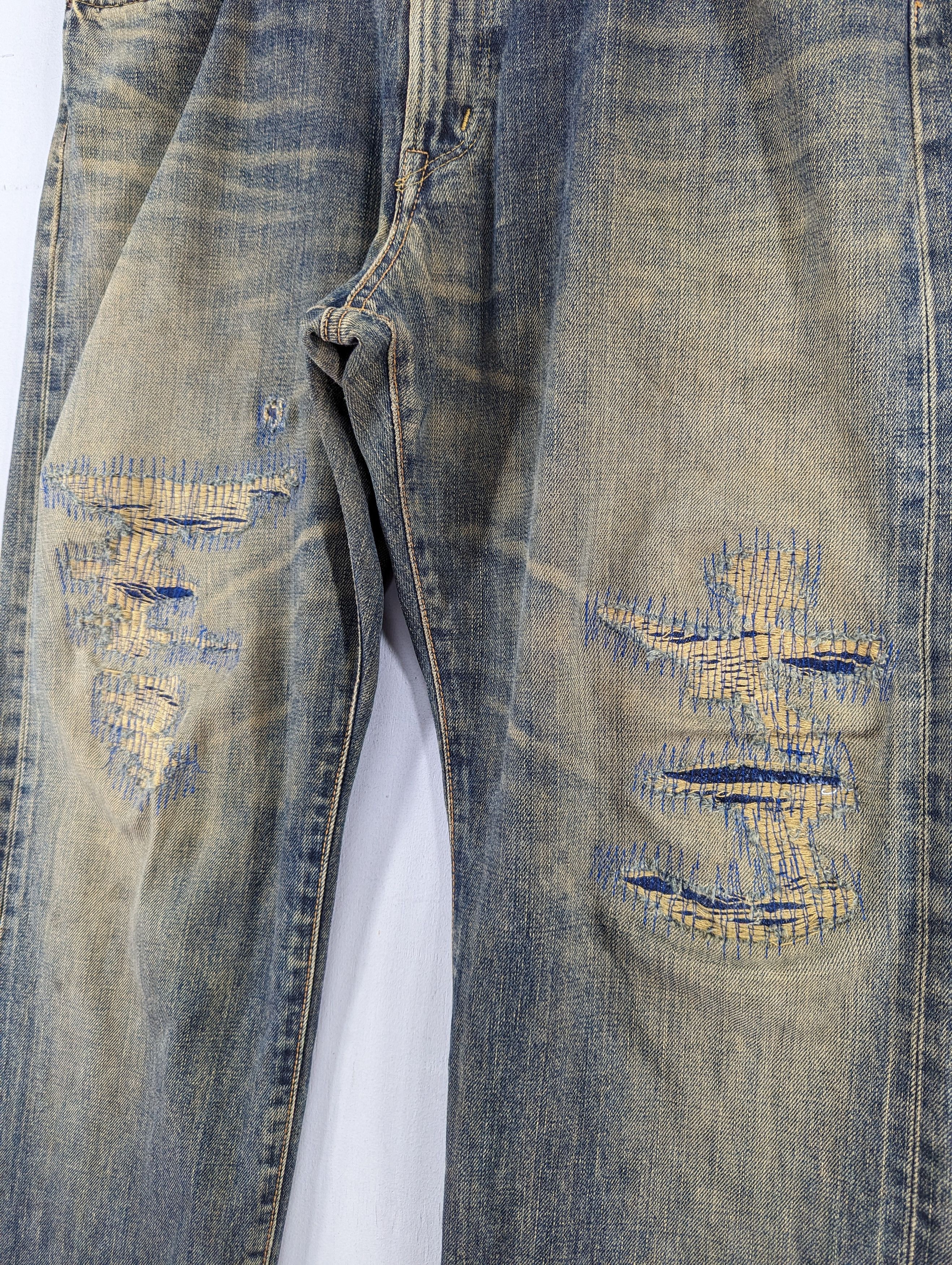 Edwin Vintage Edwin 505 X Distressed Selvedge Dirty Blue Jean Size US 35 - 5 Thumbnail