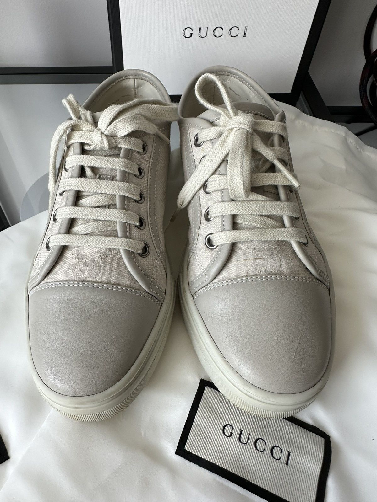 Gucci Gucci Wmns GG Low 'Cotton Washed - White' sneakers Size US 7.5 / IT 37.5 - 3 Thumbnail