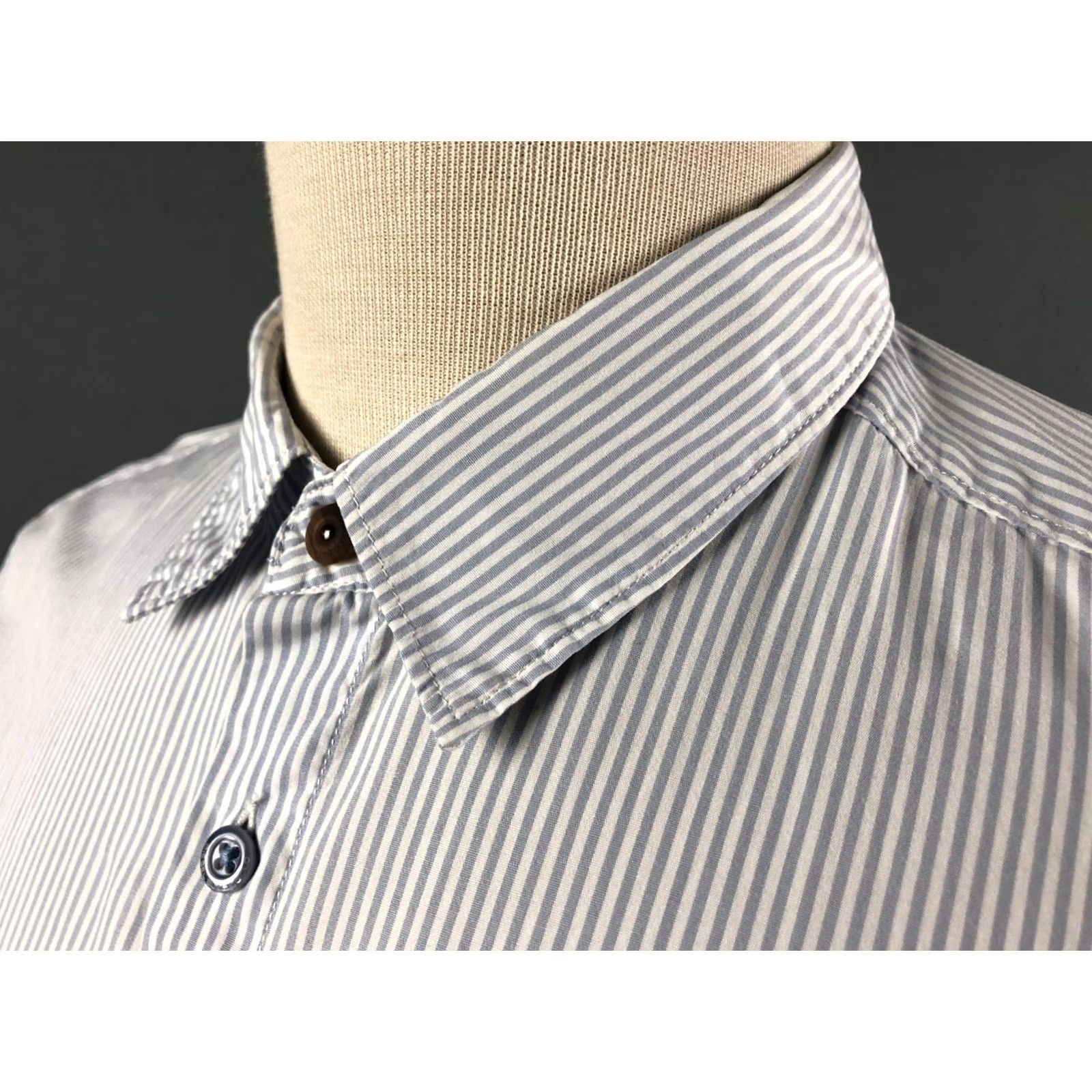 Diesel Diesel Men's Shirt XL White Cotton Striped Slim Fit Button-Up Size US XL / EU 56 / 4 - 6 Thumbnail