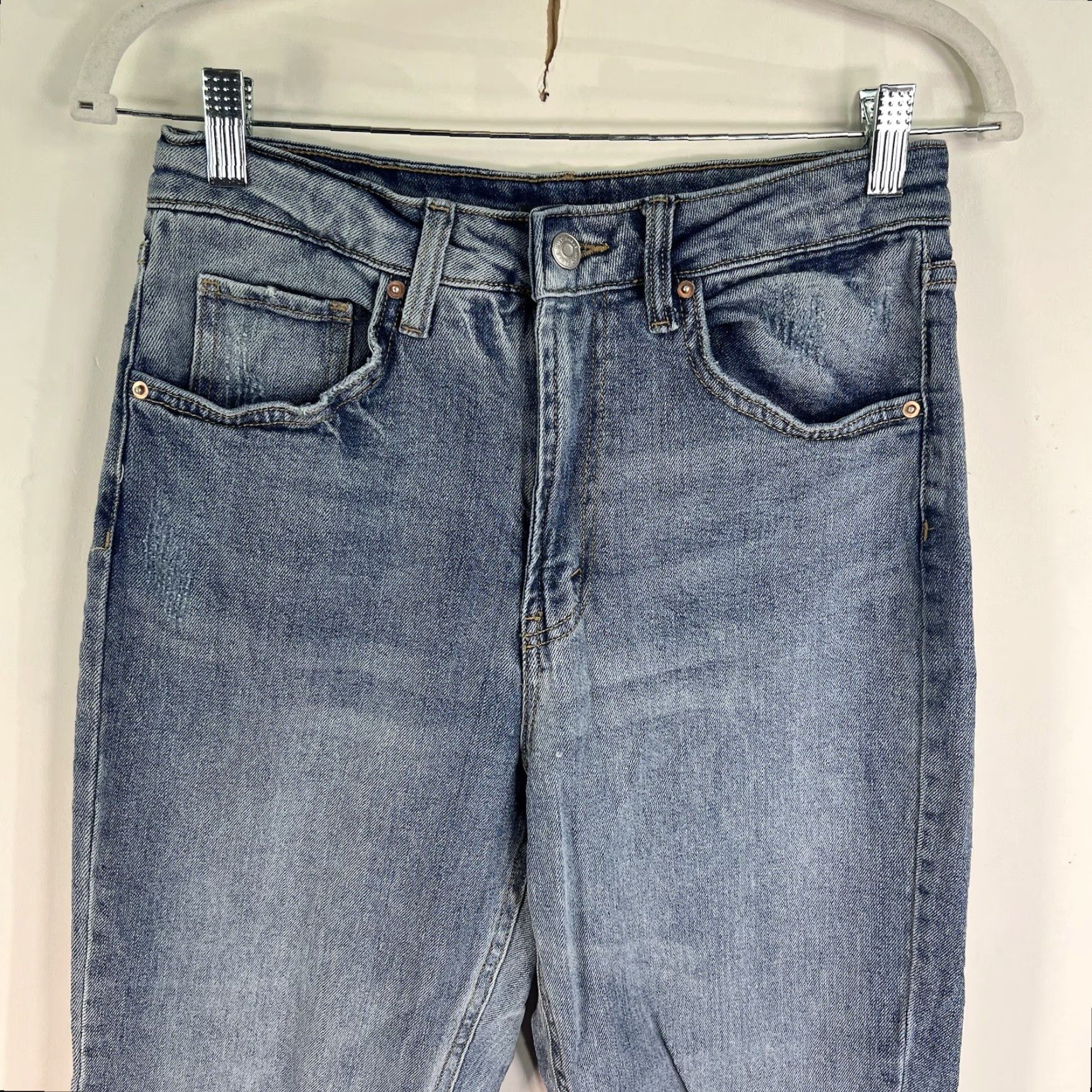Vintage Wild Fable Jeans 8 Blue 28X26 Straight Distressed Denim Size 30" / US 8 / IT 44 - 2 Thumbnail