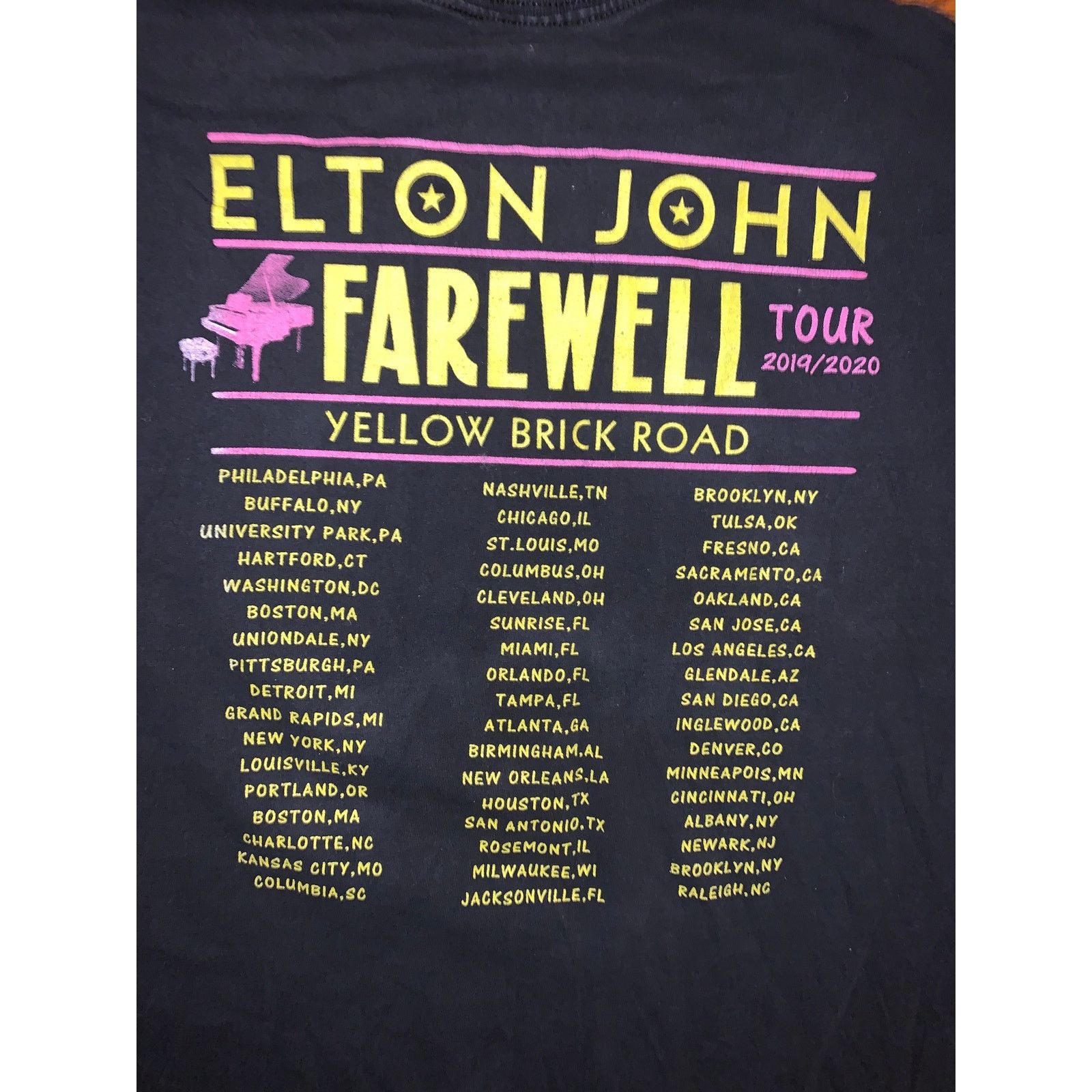 Band Tees Elton John Farewell Yellow Brick Road Tour T Shirt Black XL Size US L / EU 52-54 / 3 - 2 Thumbnail