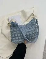 Japanese Brand × Vintage Baby Blue Minimalist Knot Ruched Purse Size ONE SIZE - 2 Thumbnail