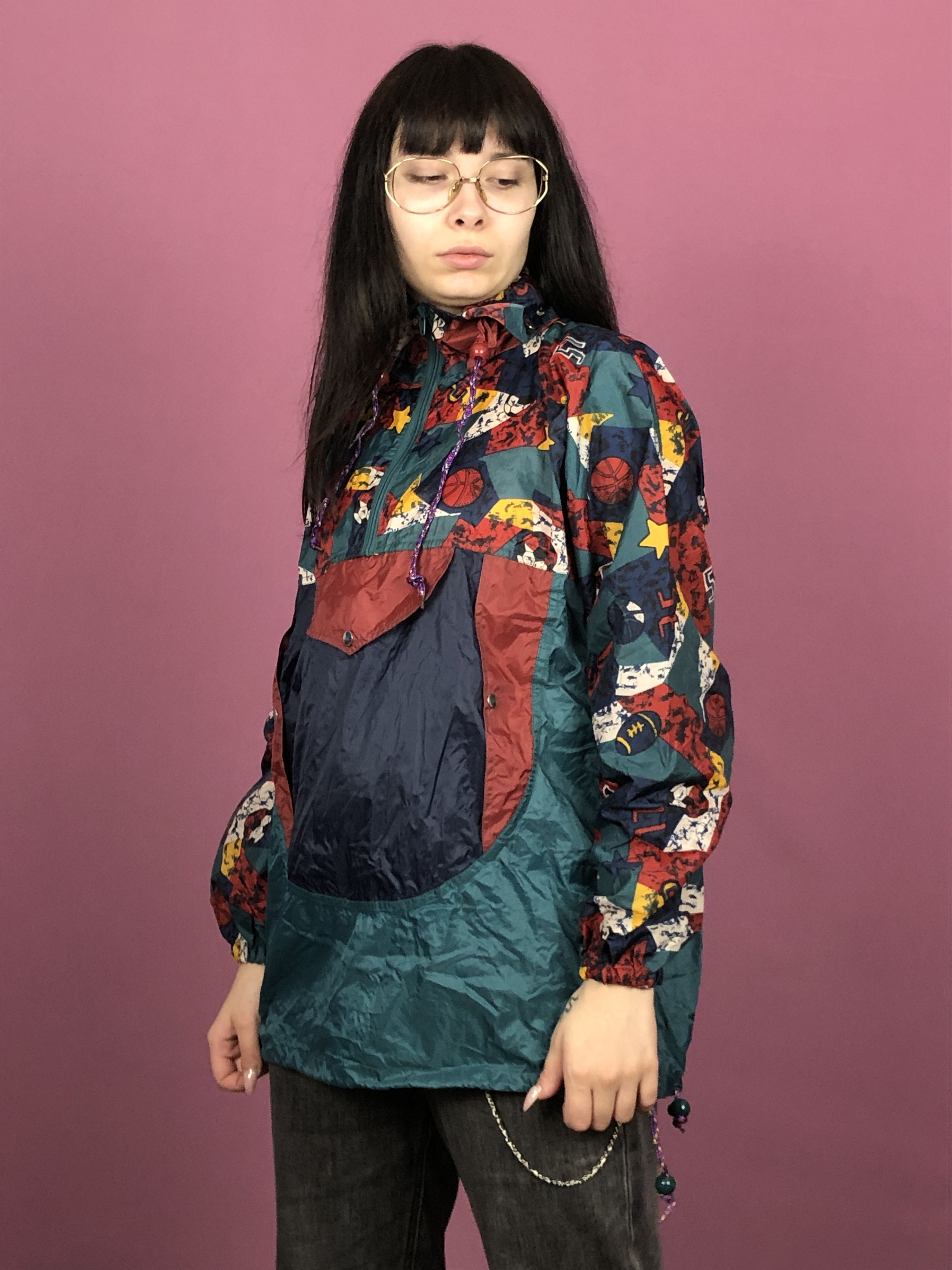Vintage 90s Vintage Women's Abstract Rain Jacket - M Size M / US 6-8 / IT 42-44 - 2 Thumbnail