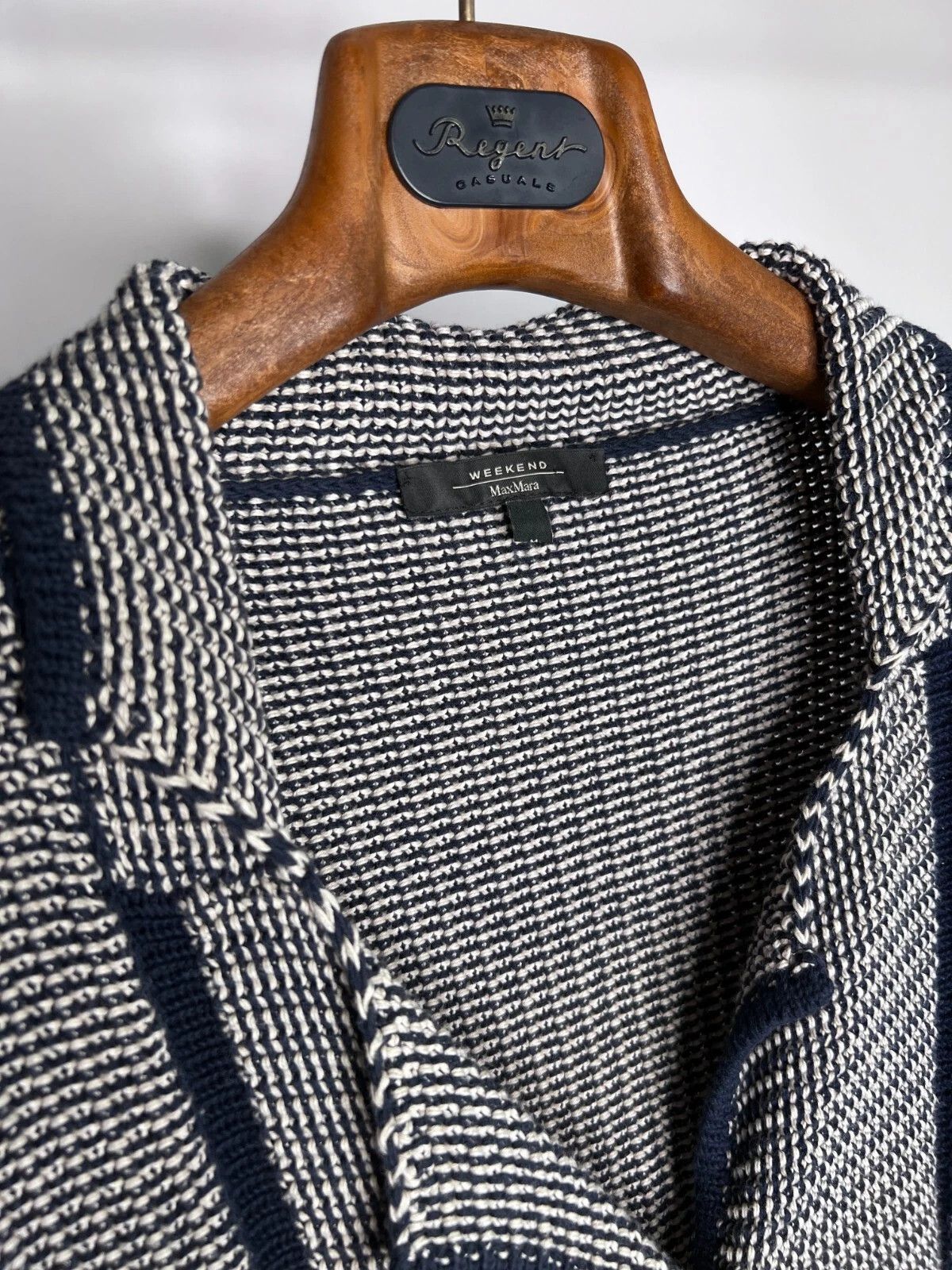 Weekend Max Mara MAX MARA Weekend Knit Blazer Jacket Blue White Striped Size M / US 6-8 / IT 42-44 - 6 Thumbnail