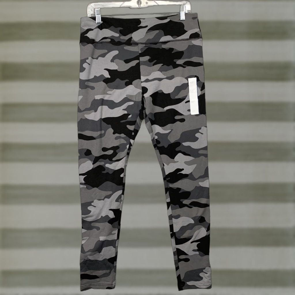 Vintage Wild Fable Women's High Rise Leggings Large Gray Camo Work Out Yoga NWT Size 36" / US 14 / IT 50 - 1 Thumbnail
