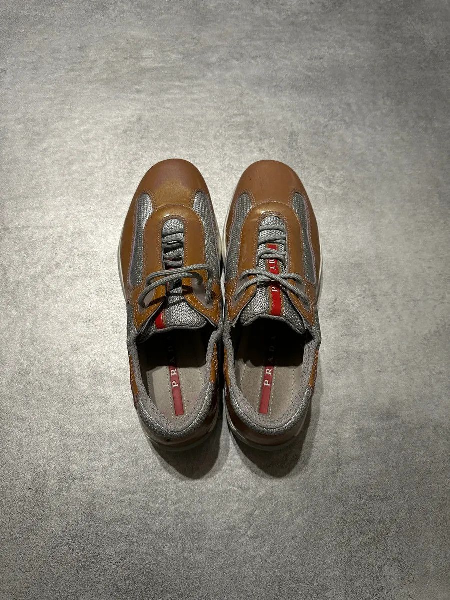 Prada 2000s Prada Americas Cup Light Brown Leather Sneakers Size US 8 / IT 38 - 6 Thumbnail