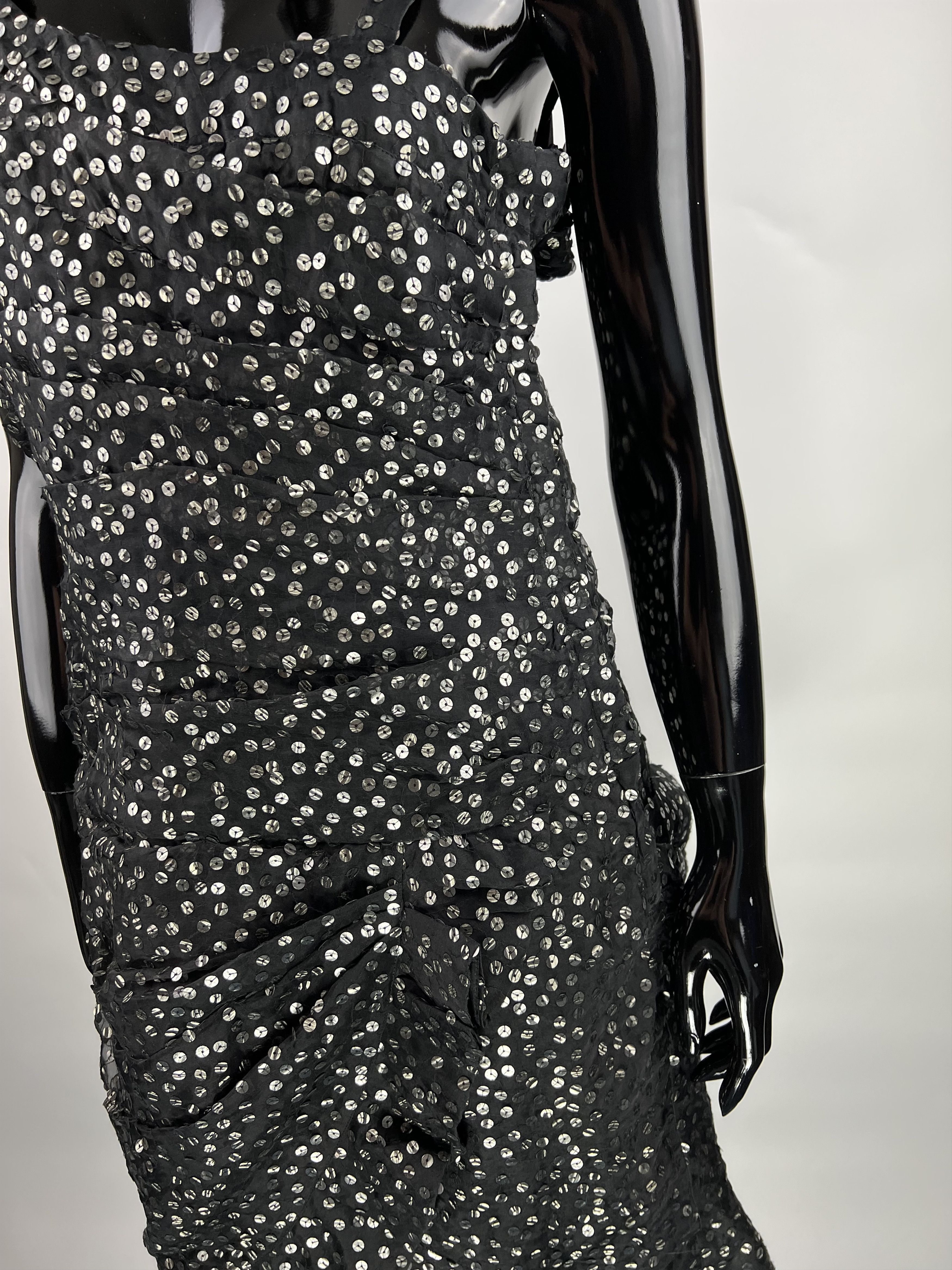 Isabel Marant Isabel Marant Asymmetrical Dress Black Sequined Silk Organza Size XL / US 12-14 / IT 48-50 - 4 Thumbnail