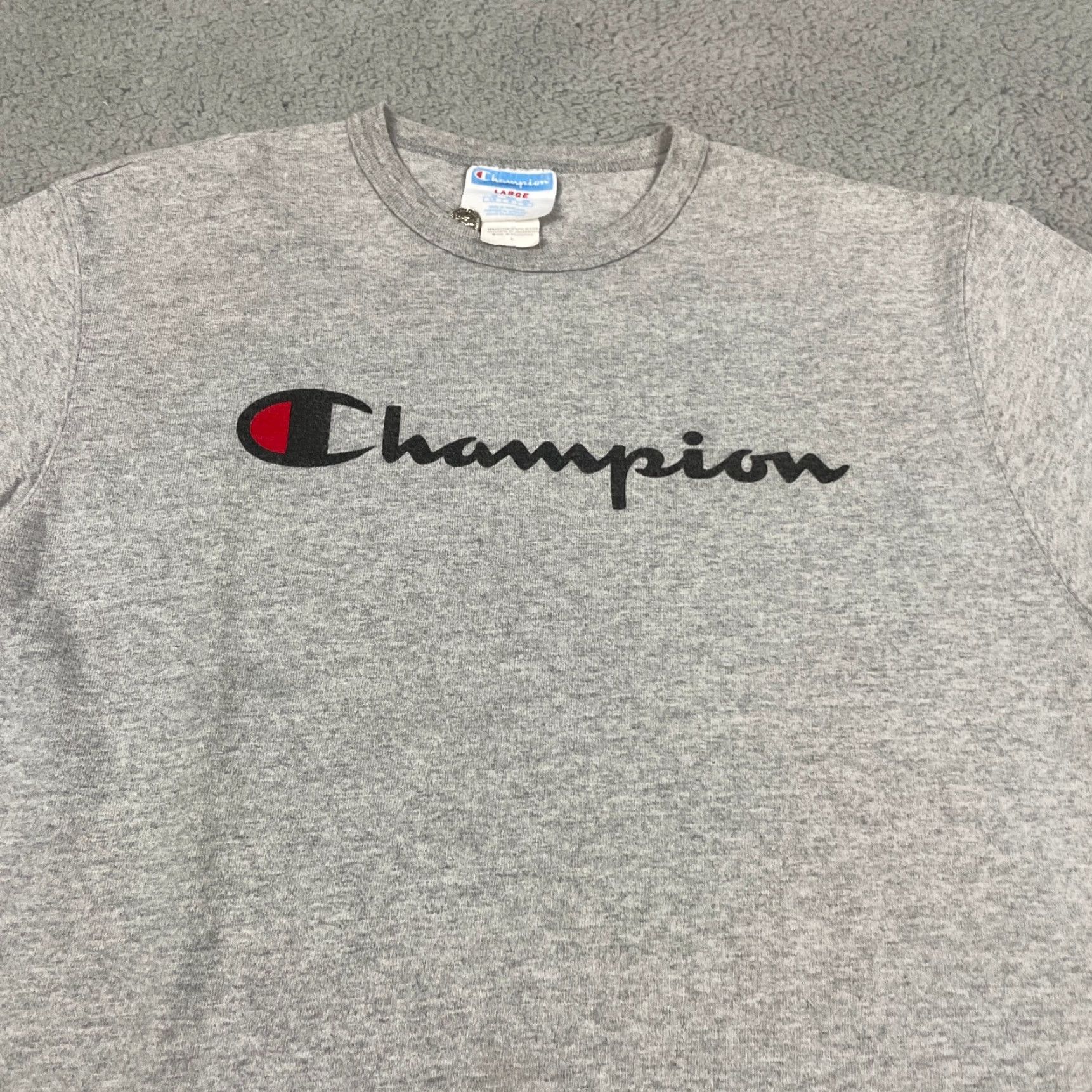 Champion Champion Tshirt Adult Large Gray Men's Logo Sport Athletic Short Sleeve L Shirt Size US L / EU 52-54 / 3 - 4 Thumbnail