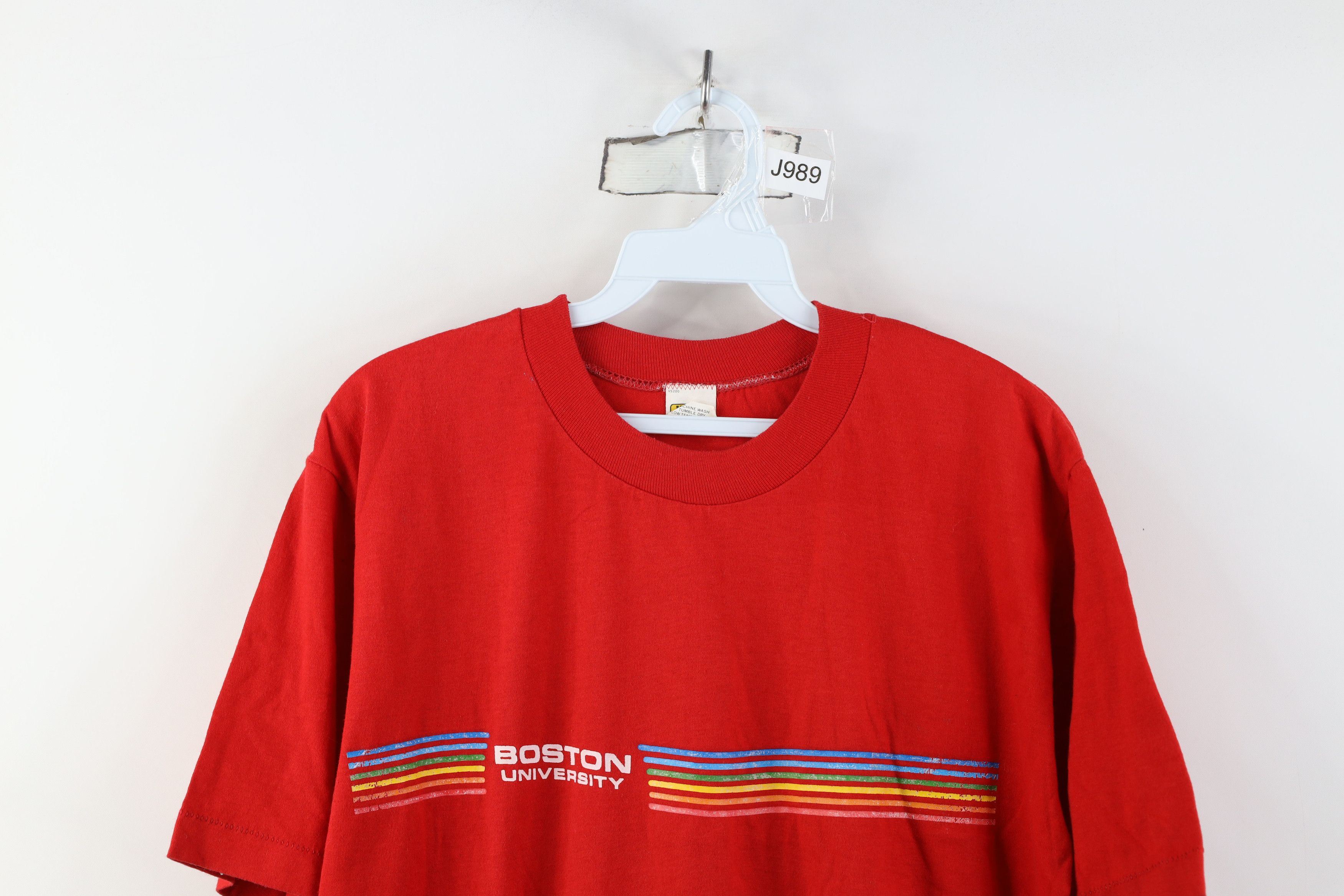 Vintage Vintage 70s Boston University Short Sleeve T-Shirt USA Size L / US 10 / IT 46 - 2 Thumbnail