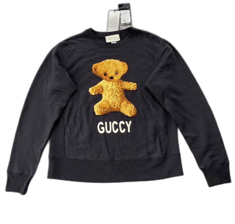 Gucci Gucci Teddy Bear Embroidered Cotton Sweatshirt-yf Size US S / EU 44-46 / 1 - 1 Thumbnail