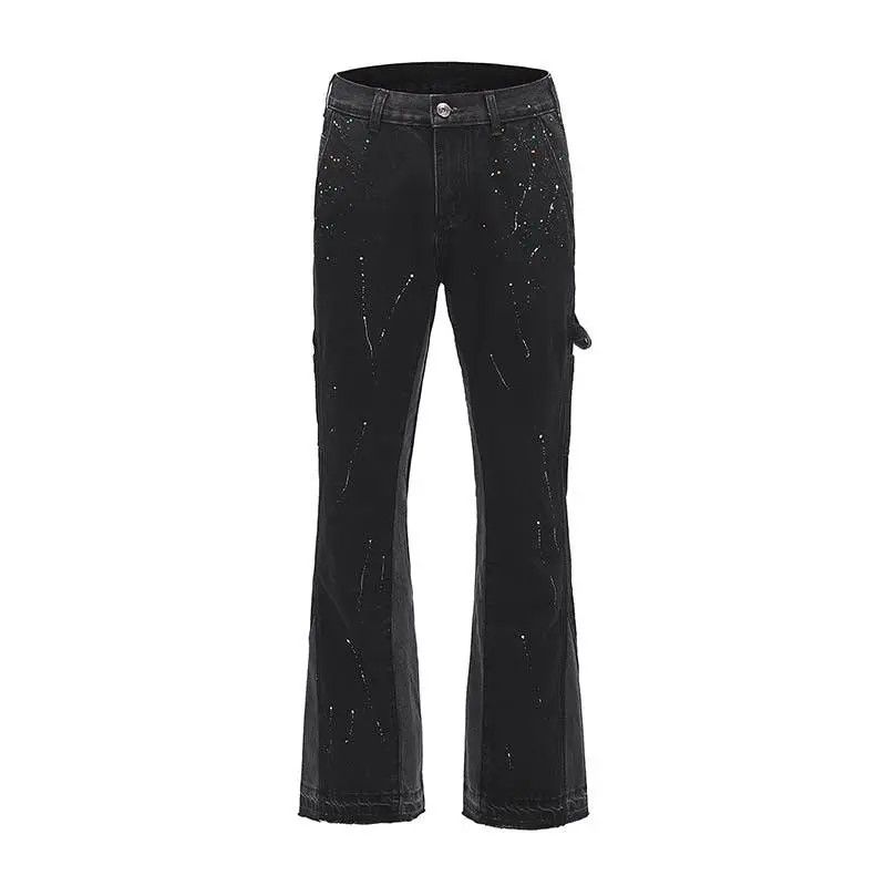 Japanese Brand × Jean Paint Splatter Black Stacked Denim Jeans Size US 34 / EU 50 - 3 Thumbnail