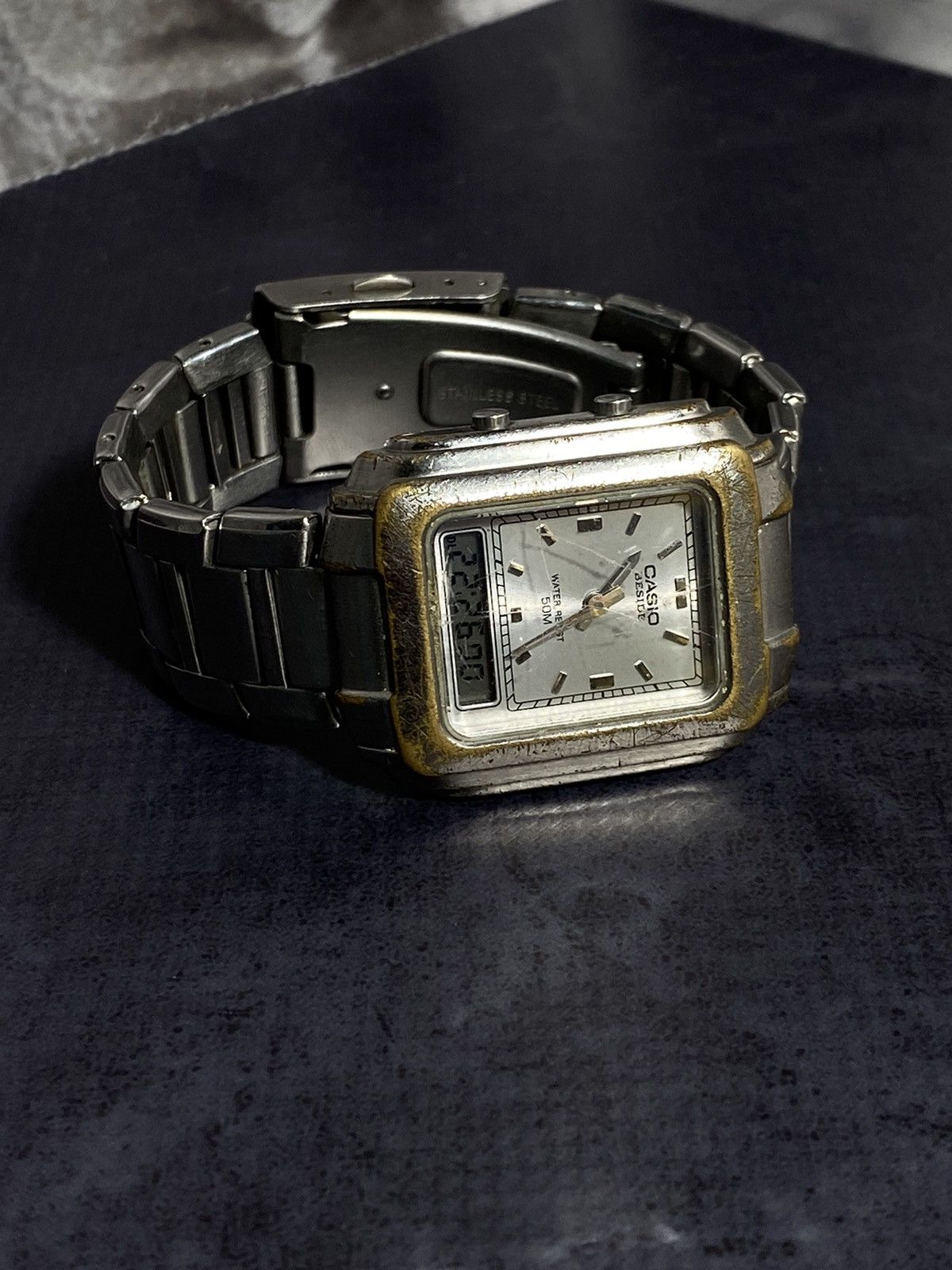 Casio Casio Beside Dual Display Vintage Stainless Steel Watch Size ONE SIZE - 10 Thumbnail