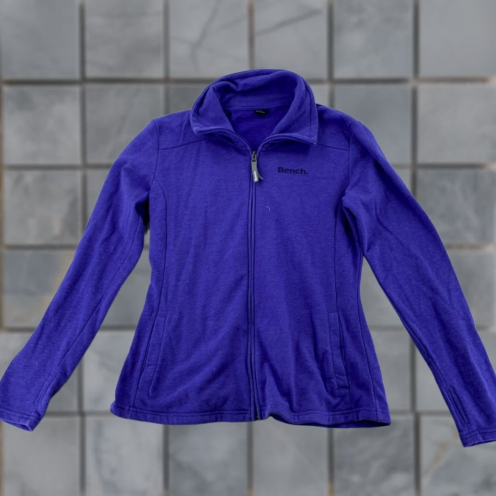Bench Bench French Terry Sweater Women Large Purple Full Zip Thumb Hole Sleeve Casual Knit Size L / US 10 / IT 46 - 1 Thumbnail