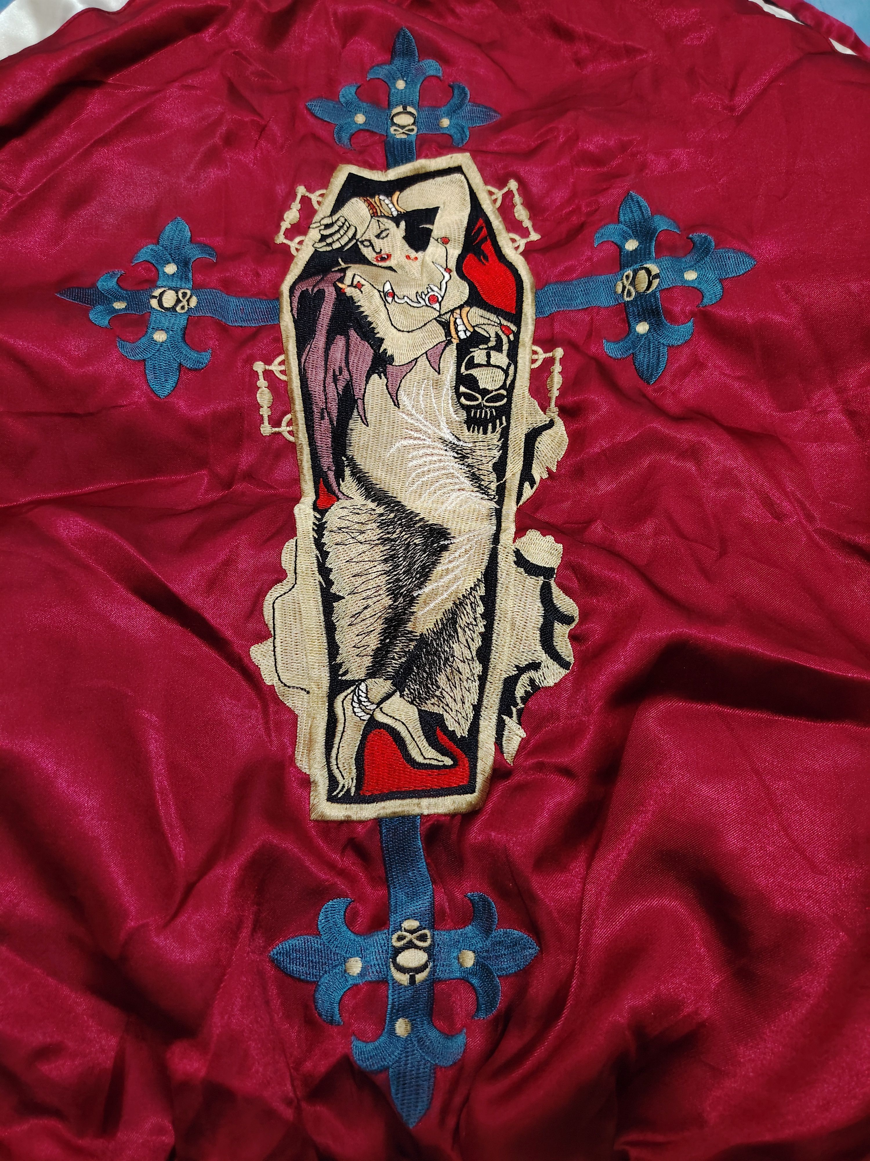 Hot Model Sex × Japanese Brand 💥Insane💥Japanese Embroidered Sukajan Souvenir skull Jacket Size US M / EU 48-50 / 2 - 15 Thumbnail