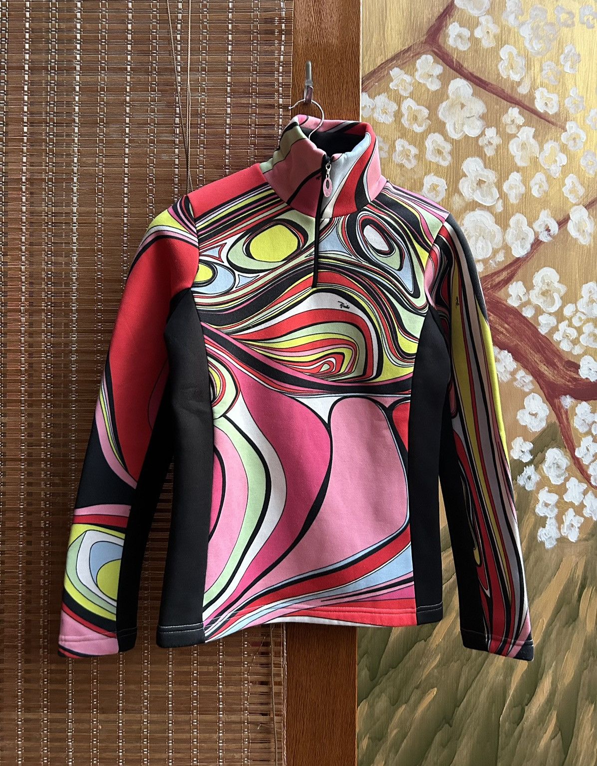 image of Emilio Pucci X Rossignol Printed Quarter Zip Fleece Pullover, Women's (Size Medium)
