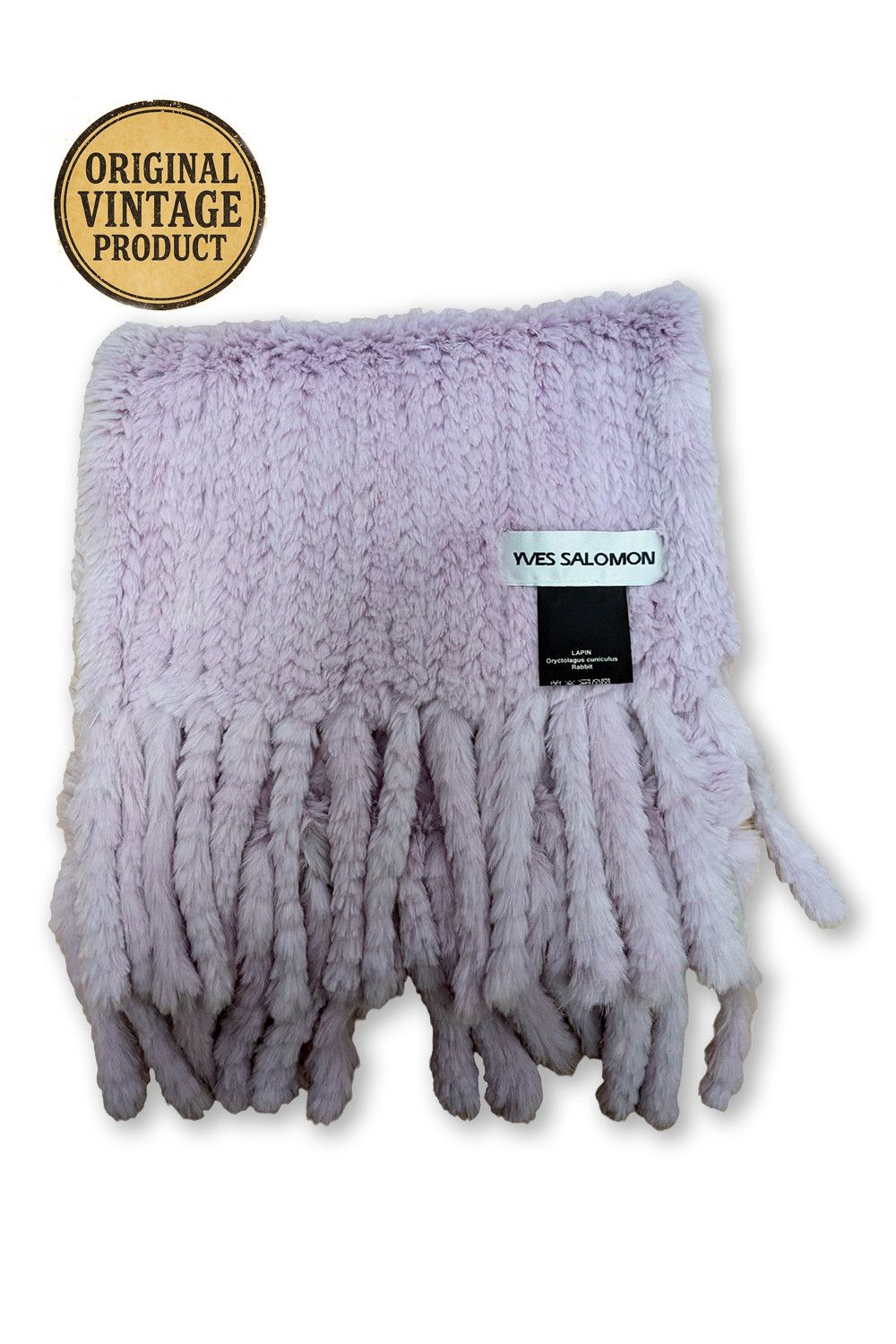 Yves Salomon Lilac Rabbit Fur Scarf – Vintage 190cm