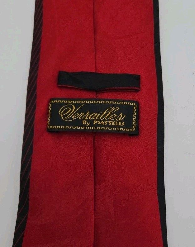 Vintage Vintage VERSAILLES by PIATELLI NECKTIE Burgundy Red Black 1 Size ONE SIZE - 3 Thumbnail