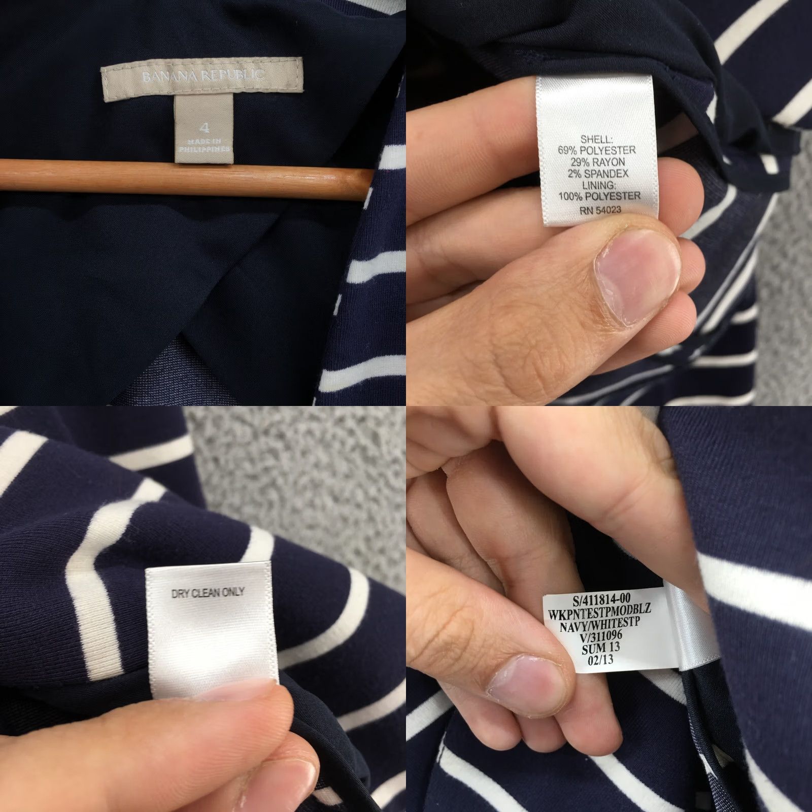 Banana Republic Banana Republic Blazer Jacket Womens 4 White Striped Long Sleeve Button Up Casual Knit Coat Blazer Womens Size S / US 4 / IT 40 - 10 Thumbnail