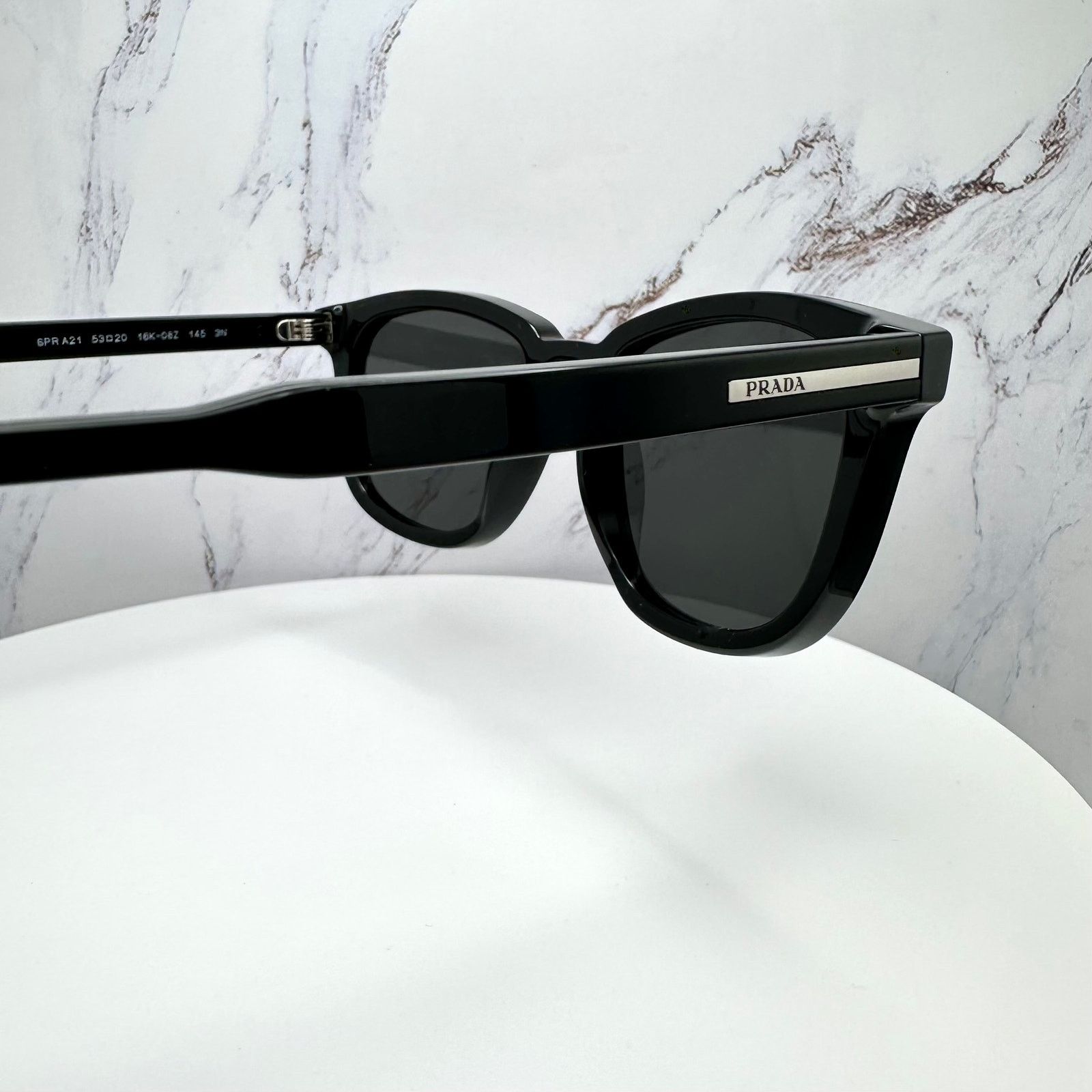 Prada New PRADA Sunglasses Black Acetate Square Silver Metal Size ONE SIZE - 18 Thumbnail