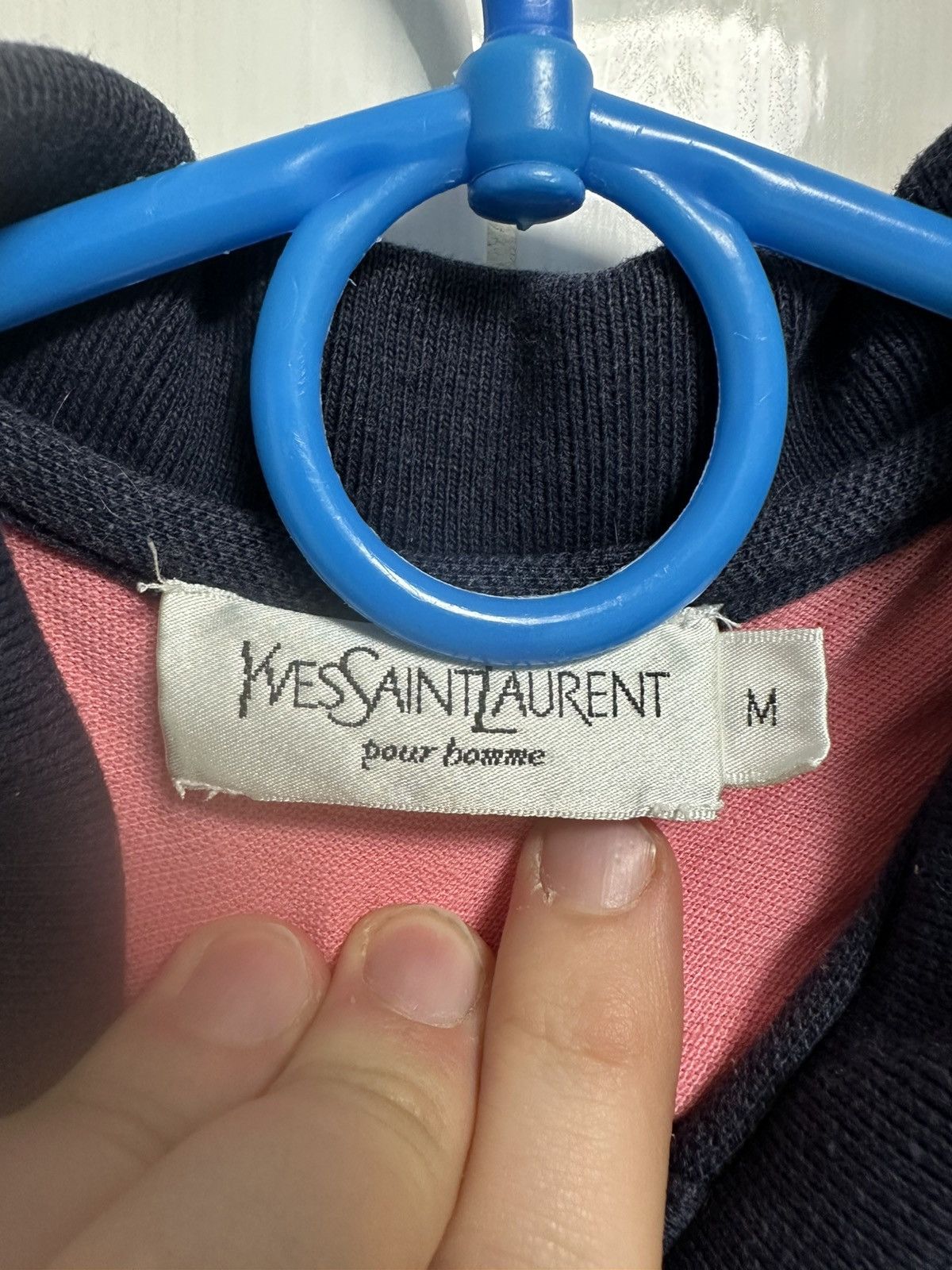 Yves Saint Laurent YSL Yves Saint Laurent Spellout Logo Navy Pink M Polo Shirt Size US M / EU 48-50 / 2 - 2 Thumbnail