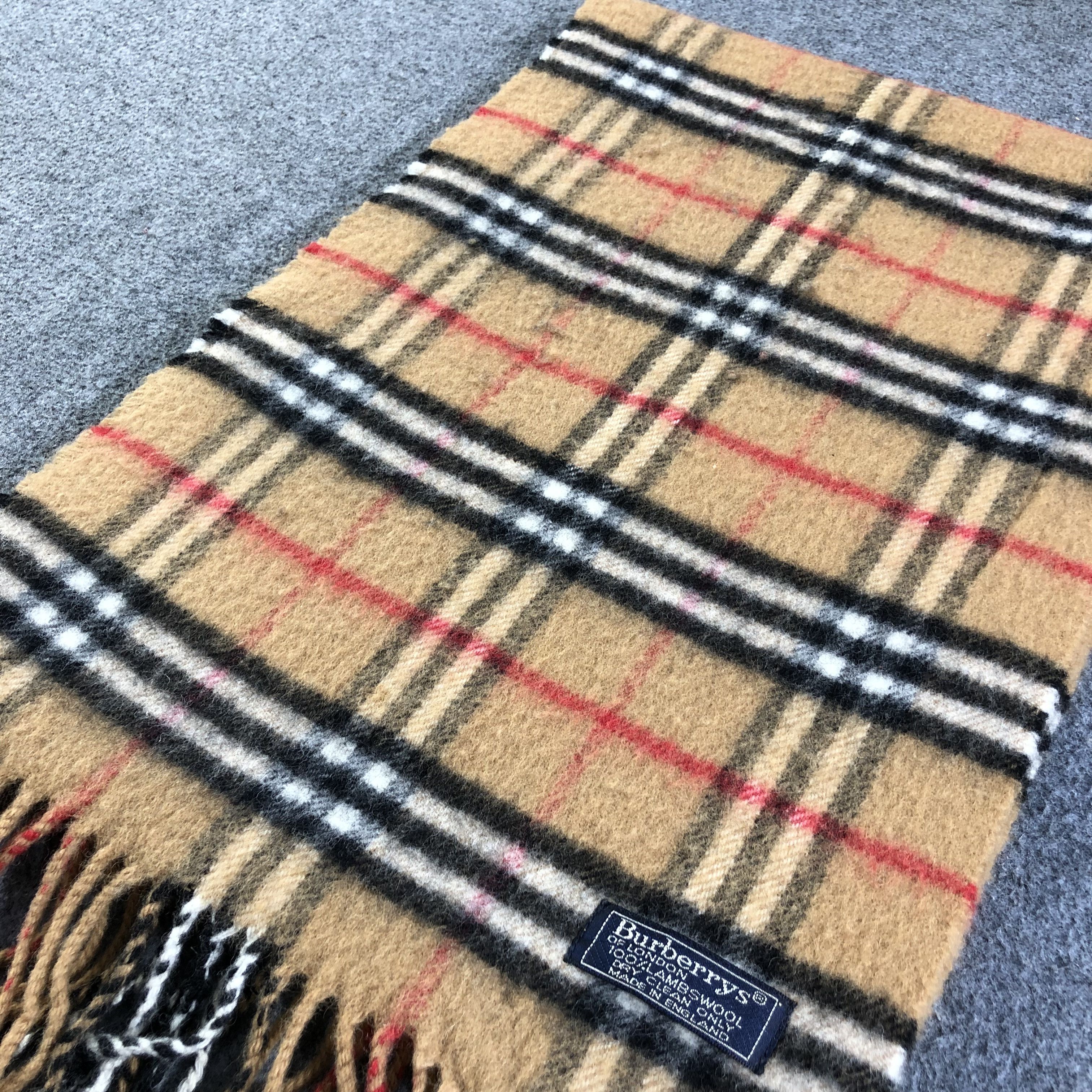 Burberry Burberrys Nova Check Tan Wool Scarf Muffler V1325 Size ONE SIZE - 3 Thumbnail