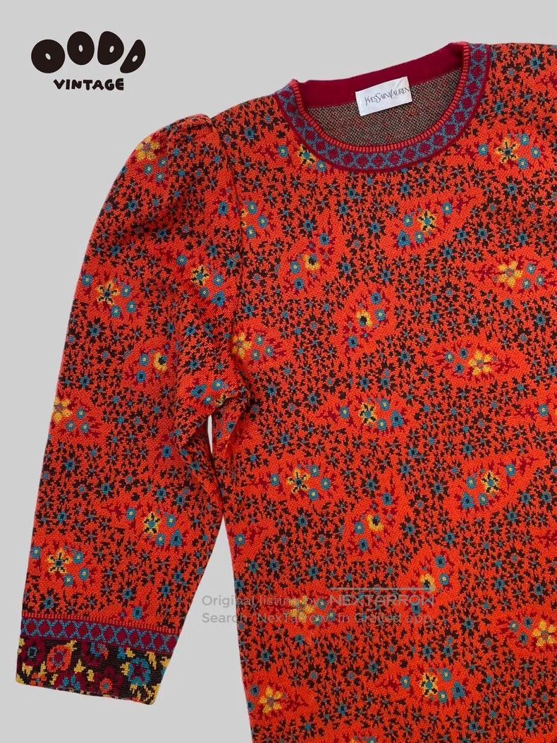 Saint Laurent Paris Saint Laurent Paris Floral padded shoulder long-sleeve dre Size M / US 6-8 / IT 42-44 - 3 Thumbnail