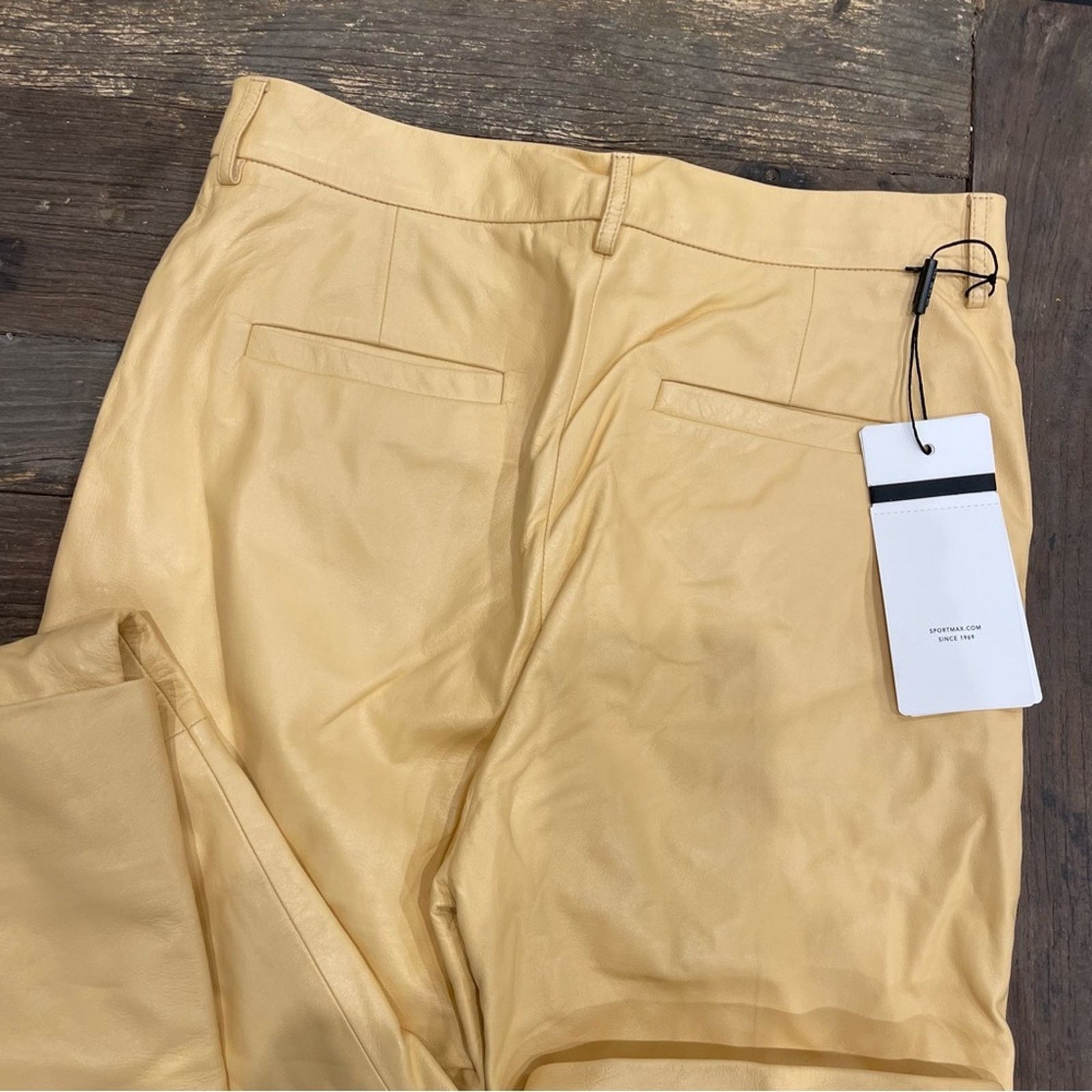 Sportmax SPORTMAX Slim-fit trousers lamb leather turn-up detail cream Size 27" / US 4 / IT 40 - 13 Thumbnail