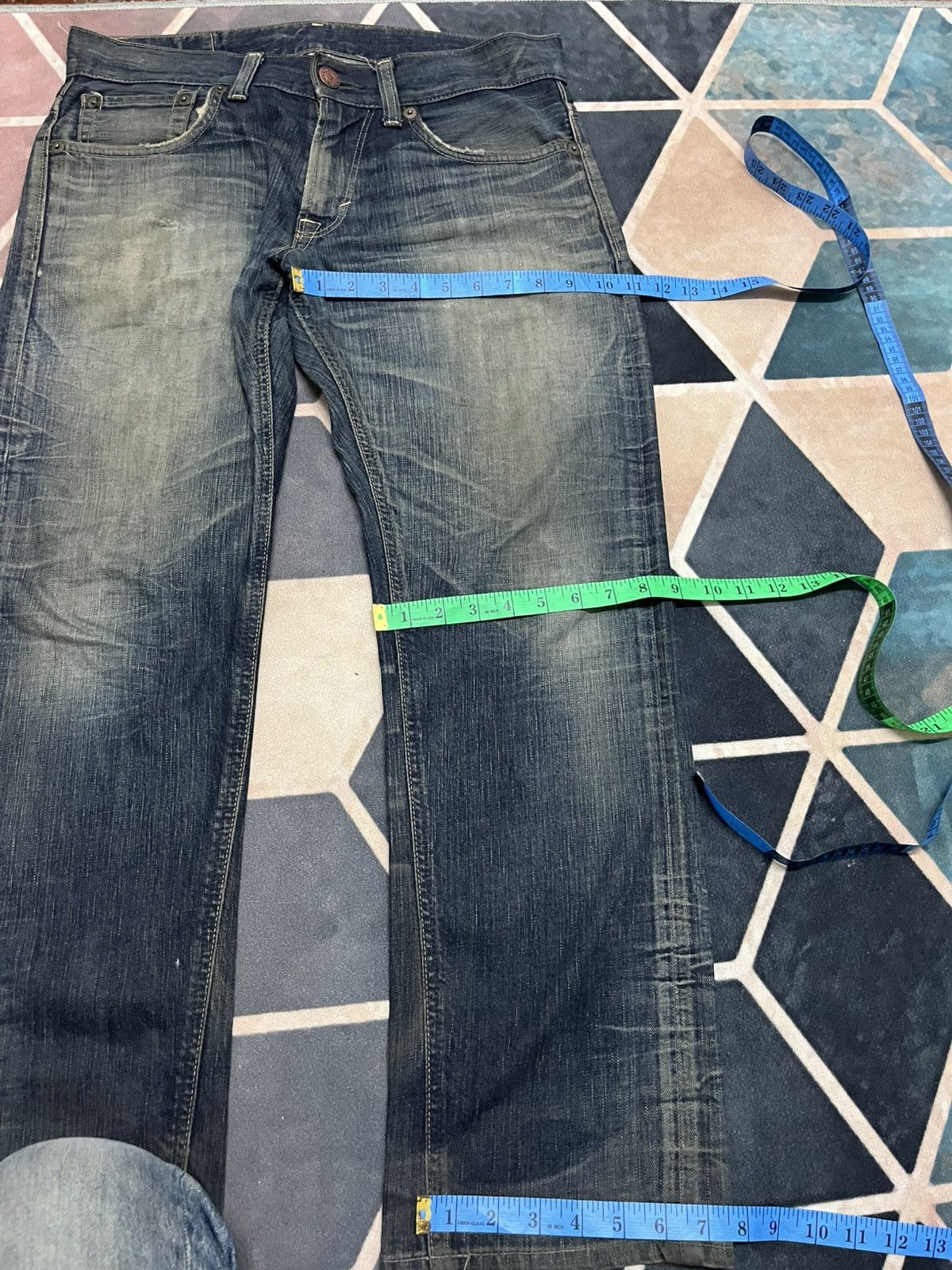 If Six Was Nine 💥Vintage Y2K Edwin Distressed Straight Cut Jeans Size US 34 / EU 50 - 11 Thumbnail
