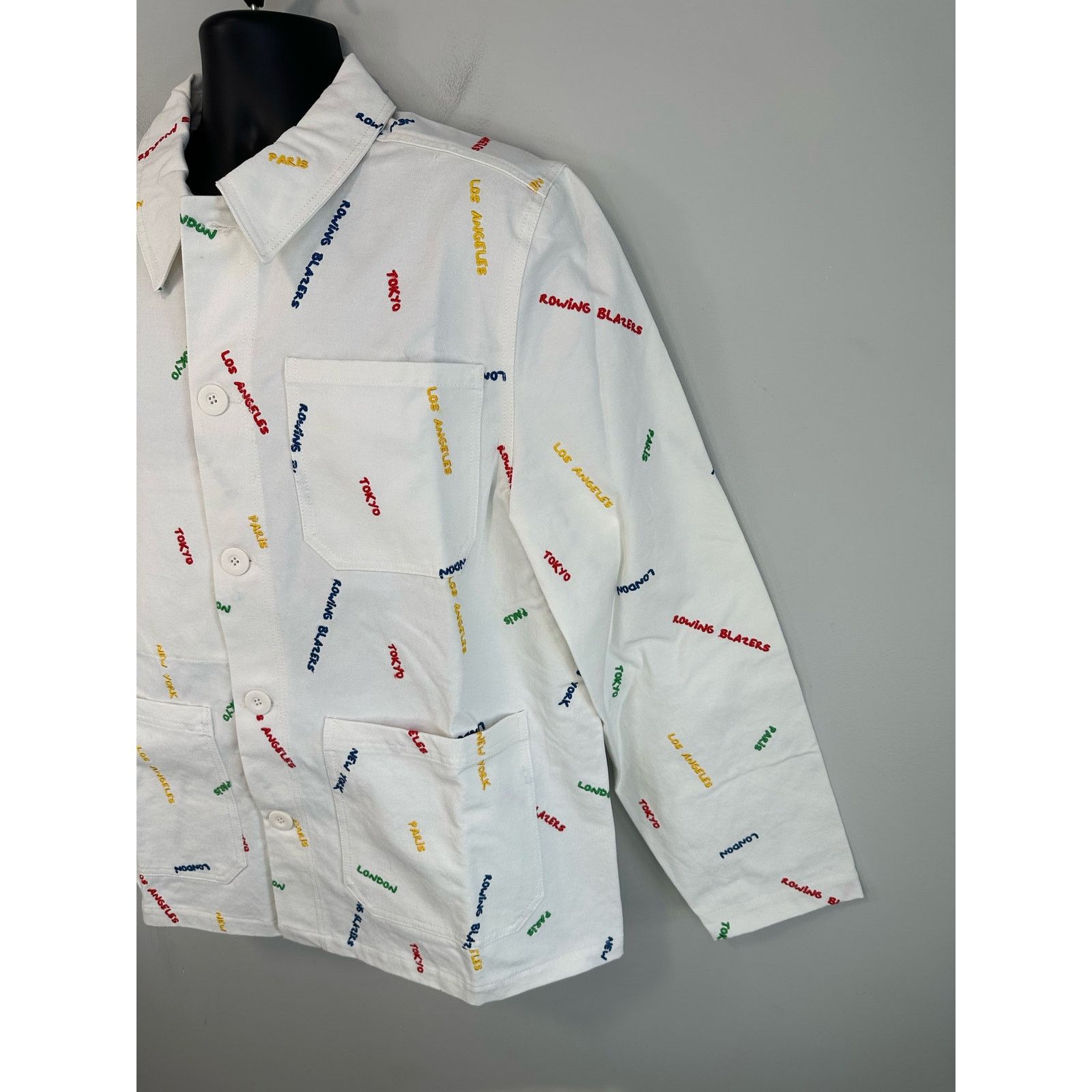 Rowing Blazers Rowing Blazers Cities Embroidered Chore Coat White Large NWT Size US L / EU 52-54 / 3 - 5 Thumbnail