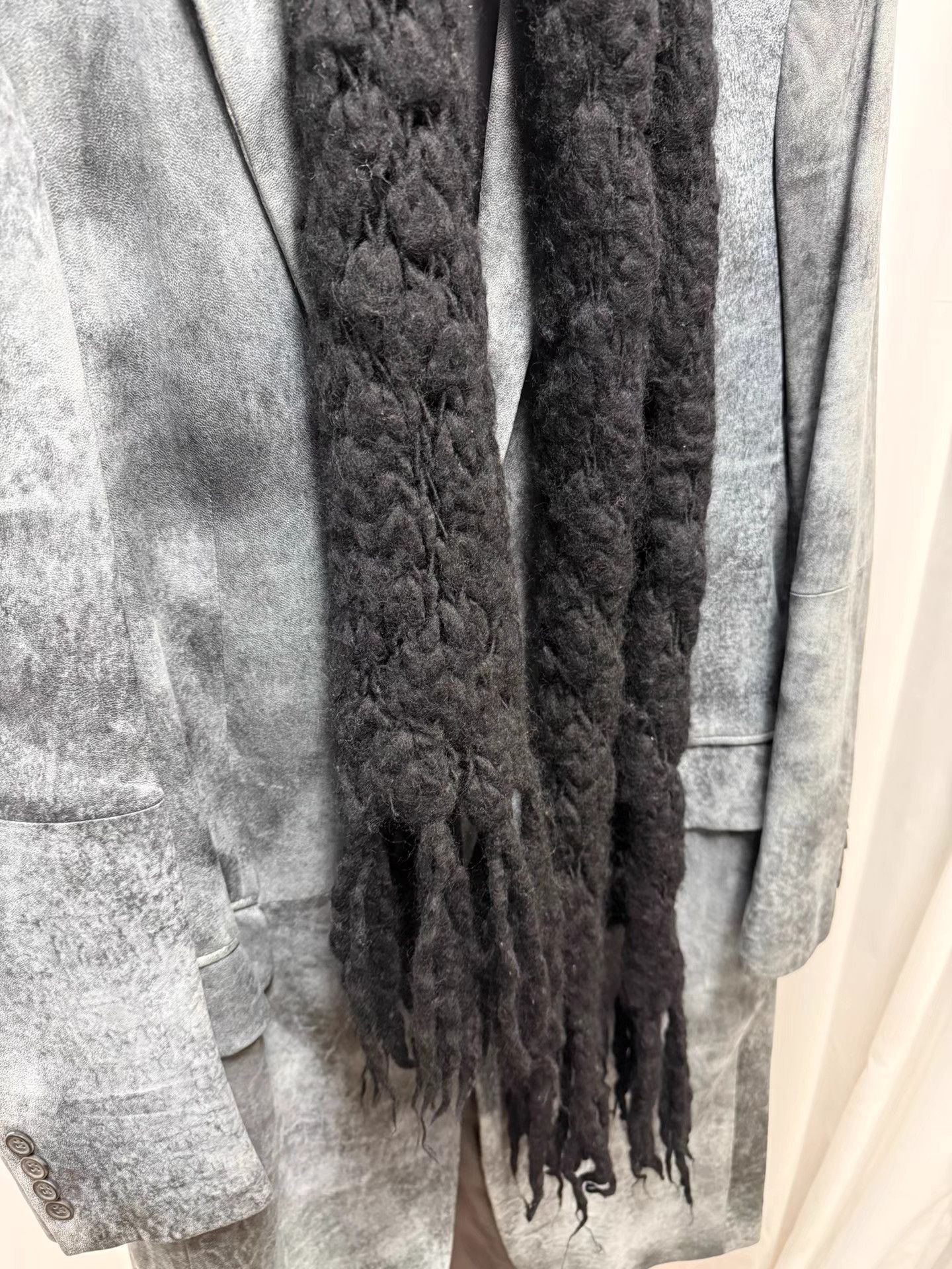 Yohji Yamamoto Yohji Yamamoto Heavy Wool Chunky Knit Dark Scarf K20 Size ONE SIZE - 2 Thumbnail