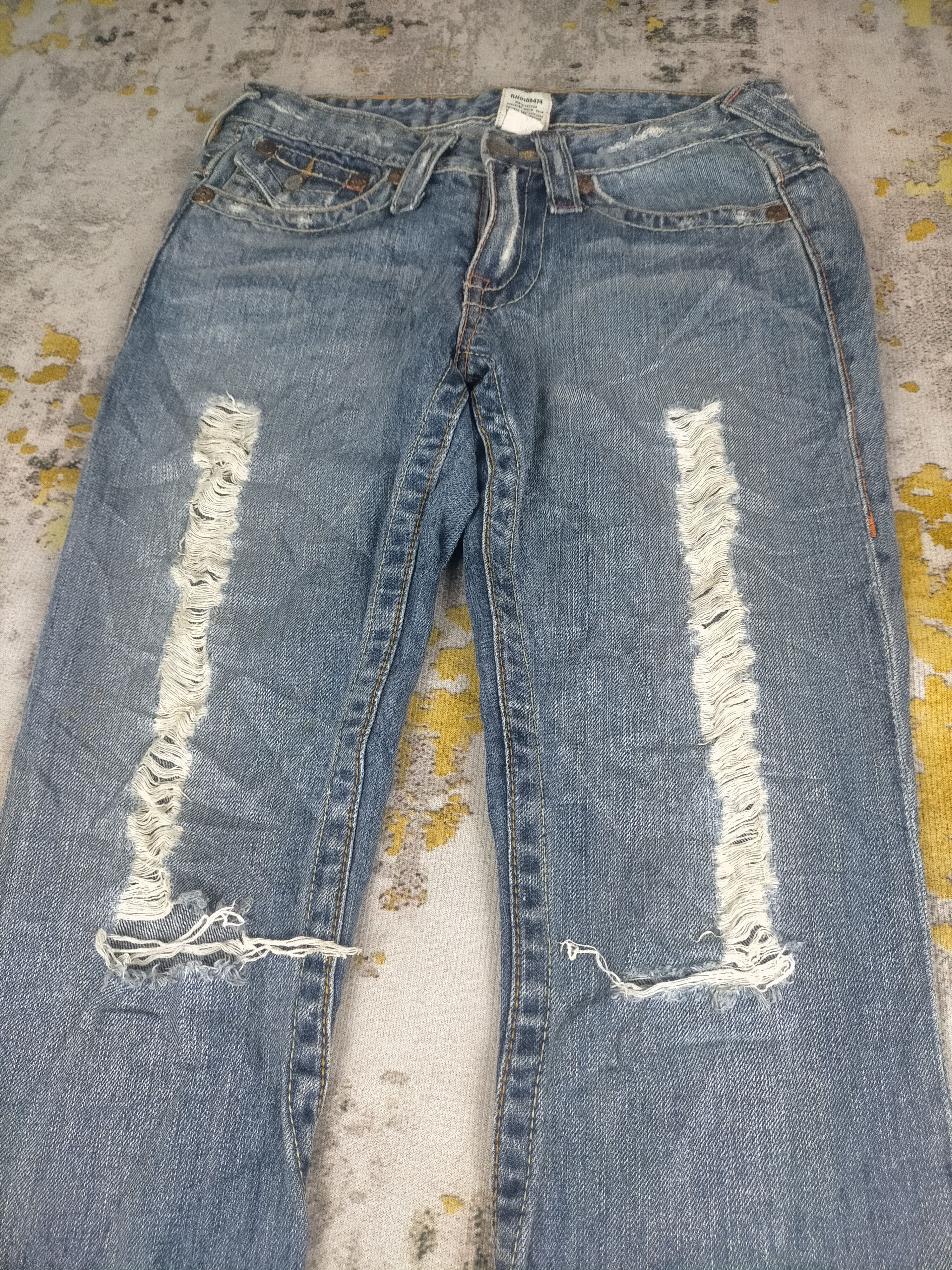 Tornado Mart 🔥90s Flared Vintage True Religion Ripped Jeans Size 26" / US 2 / IT 38 - 3 Thumbnail