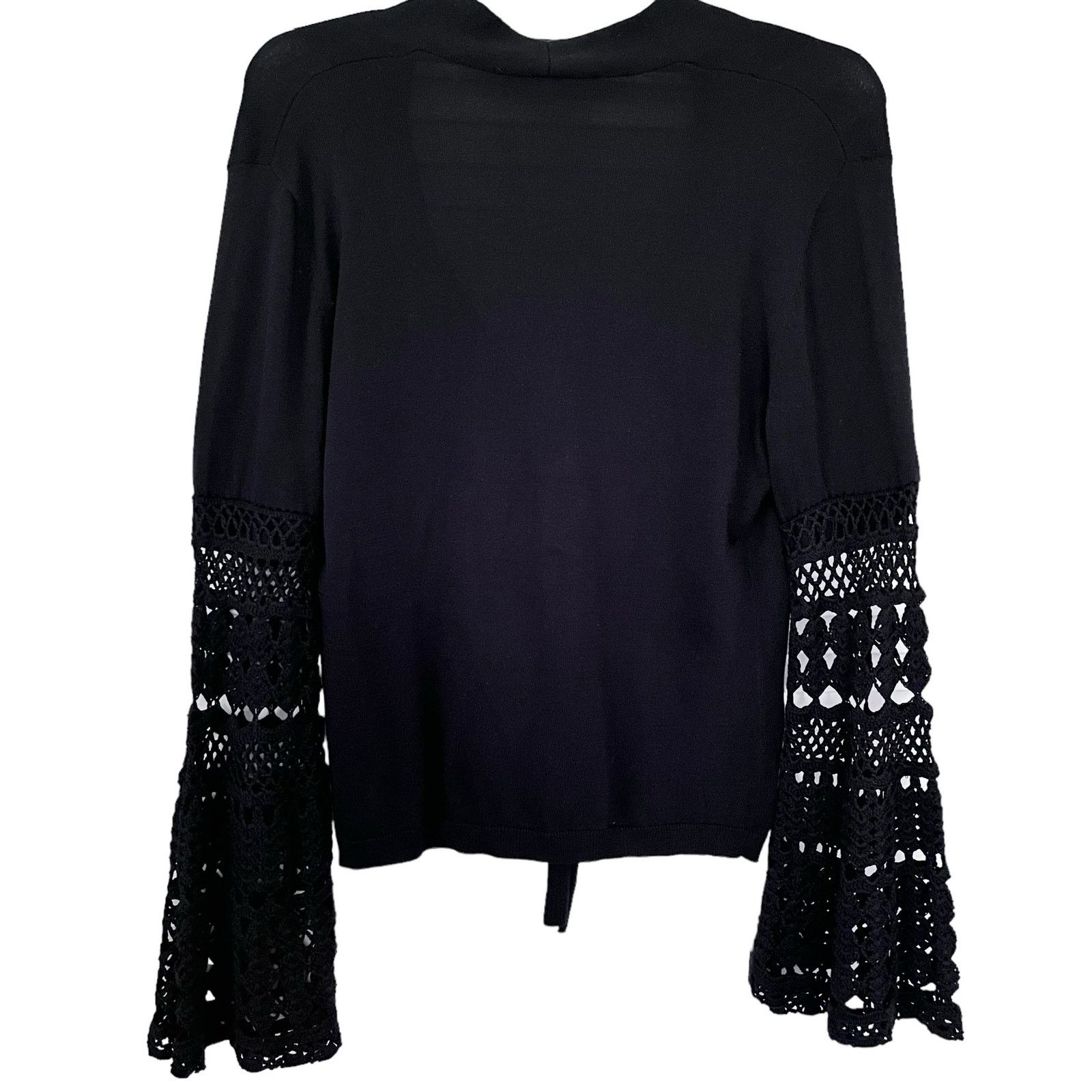 KOBI HALPERIN Kobi Halperin Black Crochet Flare Bell Sleeve Cardigan Size S / US 4 / IT 40 - 3 Thumbnail