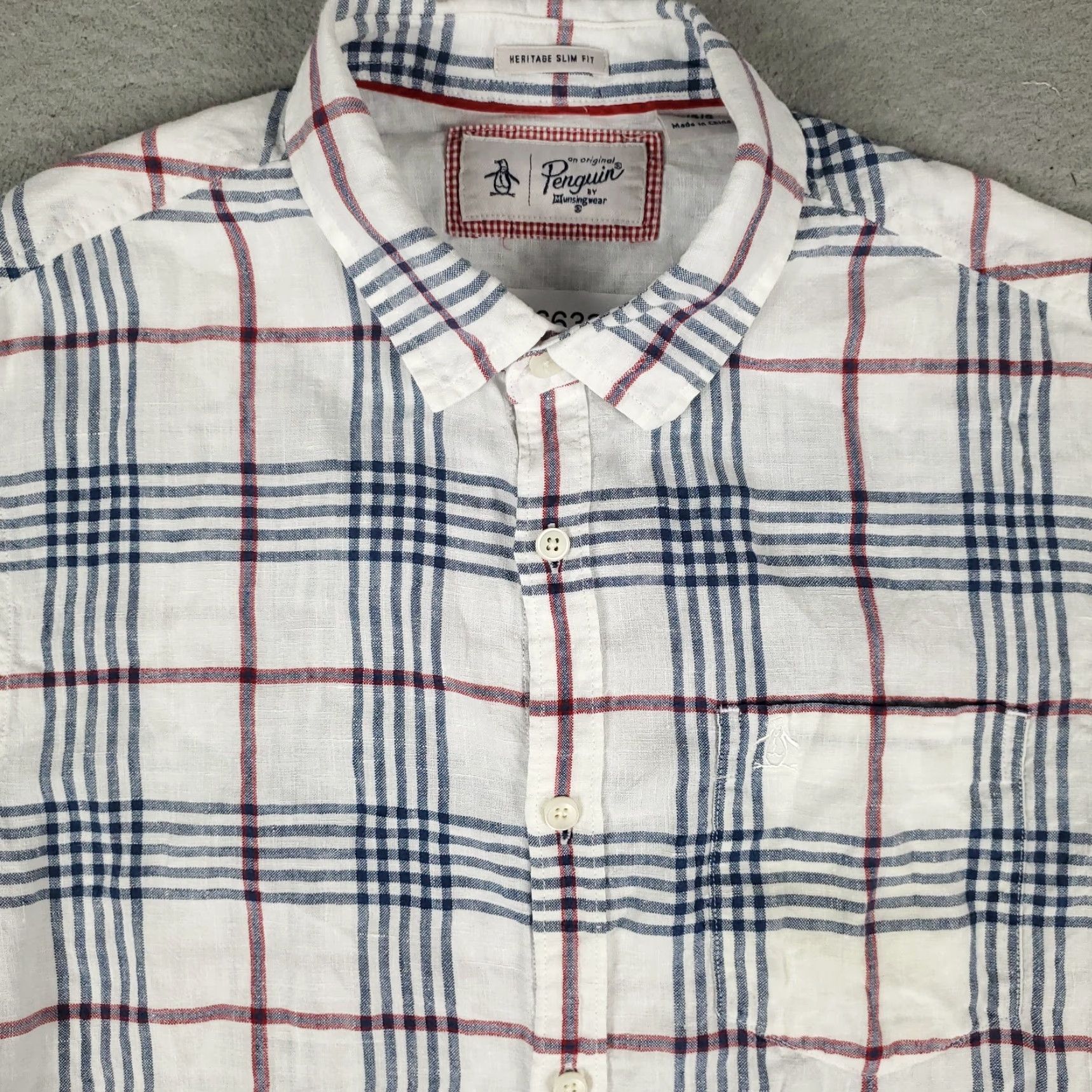Original Penguin Penguin Mens Shirt Size Large Blue White Plaid Linen Button Up Short Sleeve Size US L / EU 52-54 / 3 - 2 Thumbnail