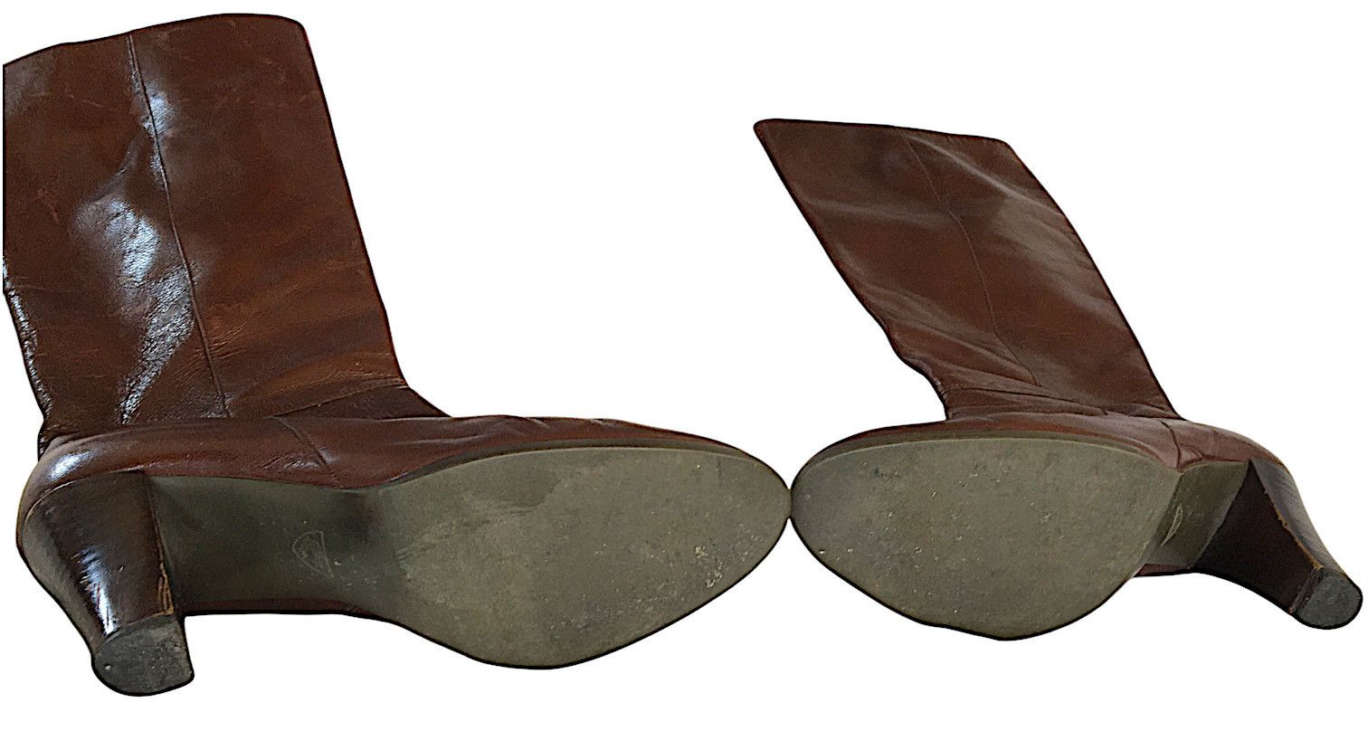 Vintage Brown Leather Cavalry Boots – Vintage 1970s Retro Size US 6 / IT 36 - 12 Thumbnail