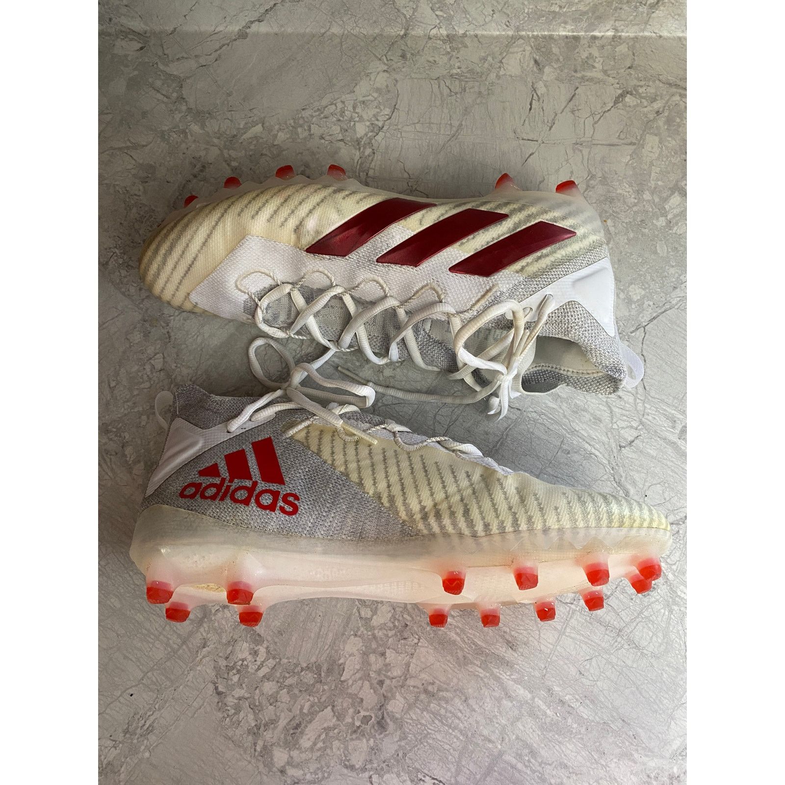 Adidas Adidas White and Red Football Cleats Size 13.5 Size US 13 / EU 46 - 5 Thumbnail