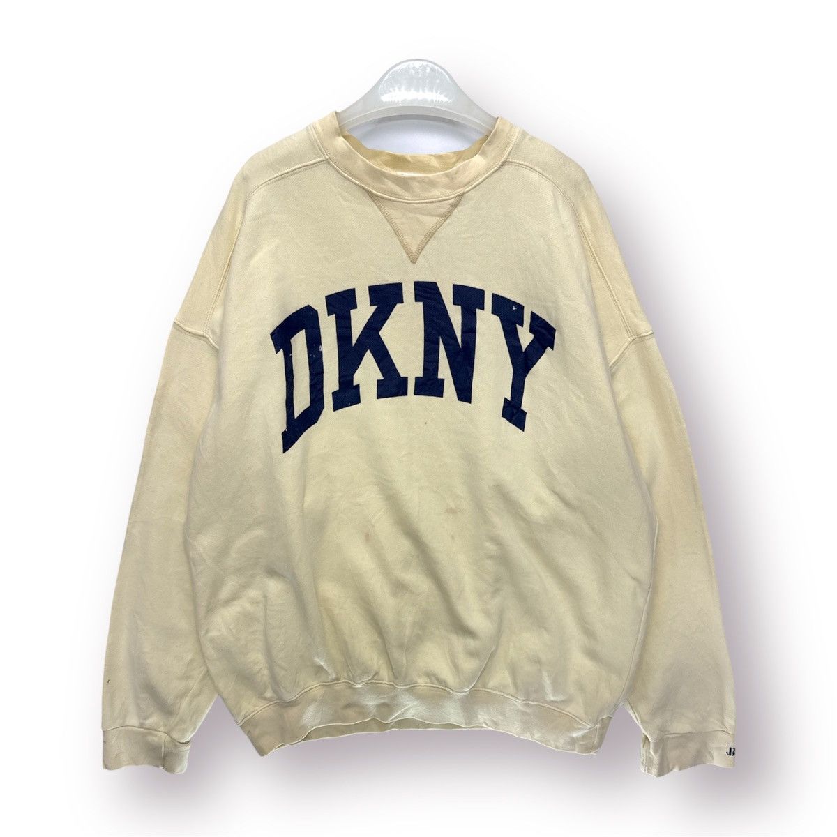 DKNY 🔥 Y2K DKNY Jeans Sweatshirt Crewneck Distressed Light Yellow Size US L / EU 52-54 / 3 - 1 Thumbnail