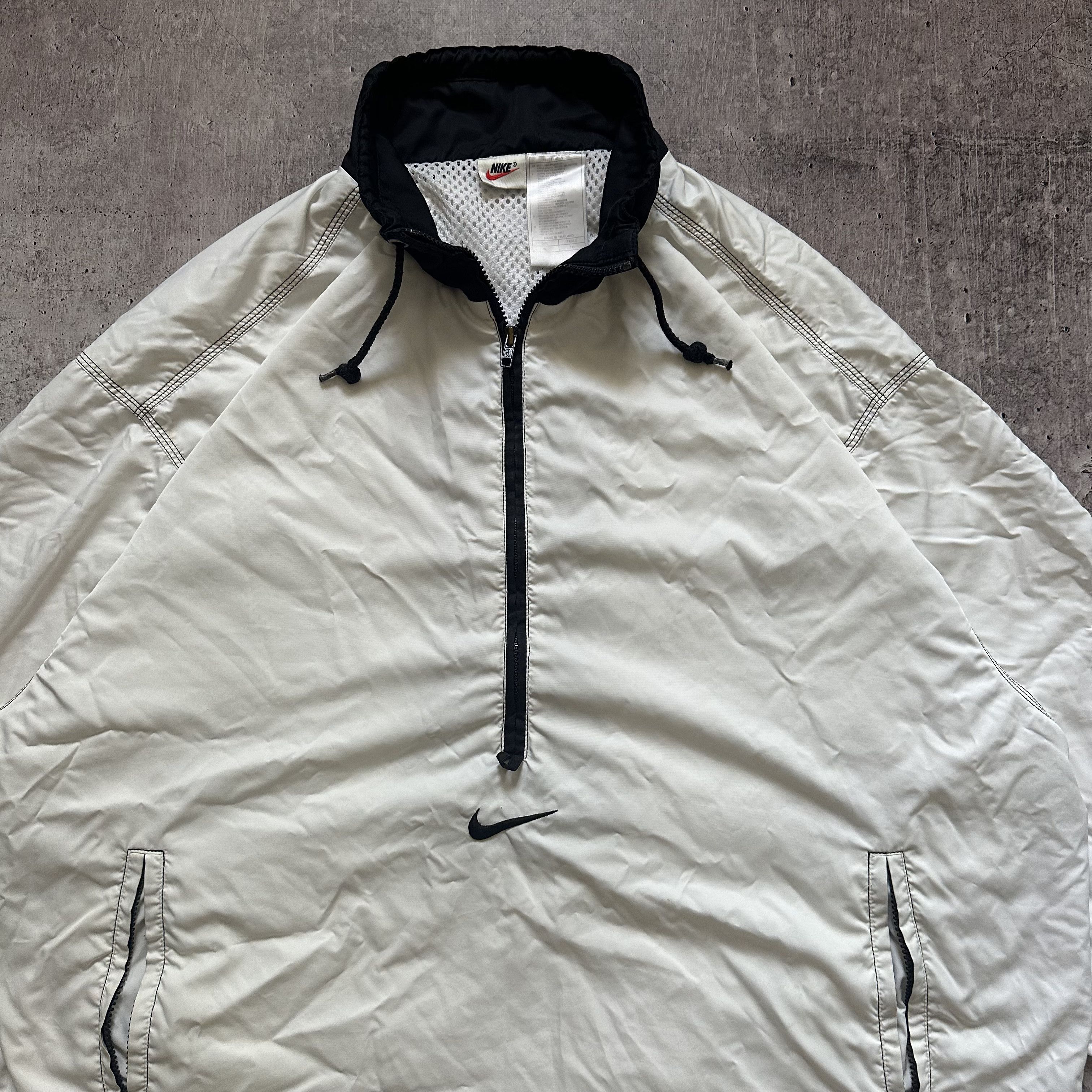 Nike × Vintage Nike 90s Vintage Center Swoosh Nylon Drill Anorak Jacket Size US XL / EU 56 / 4 - 2 Thumbnail